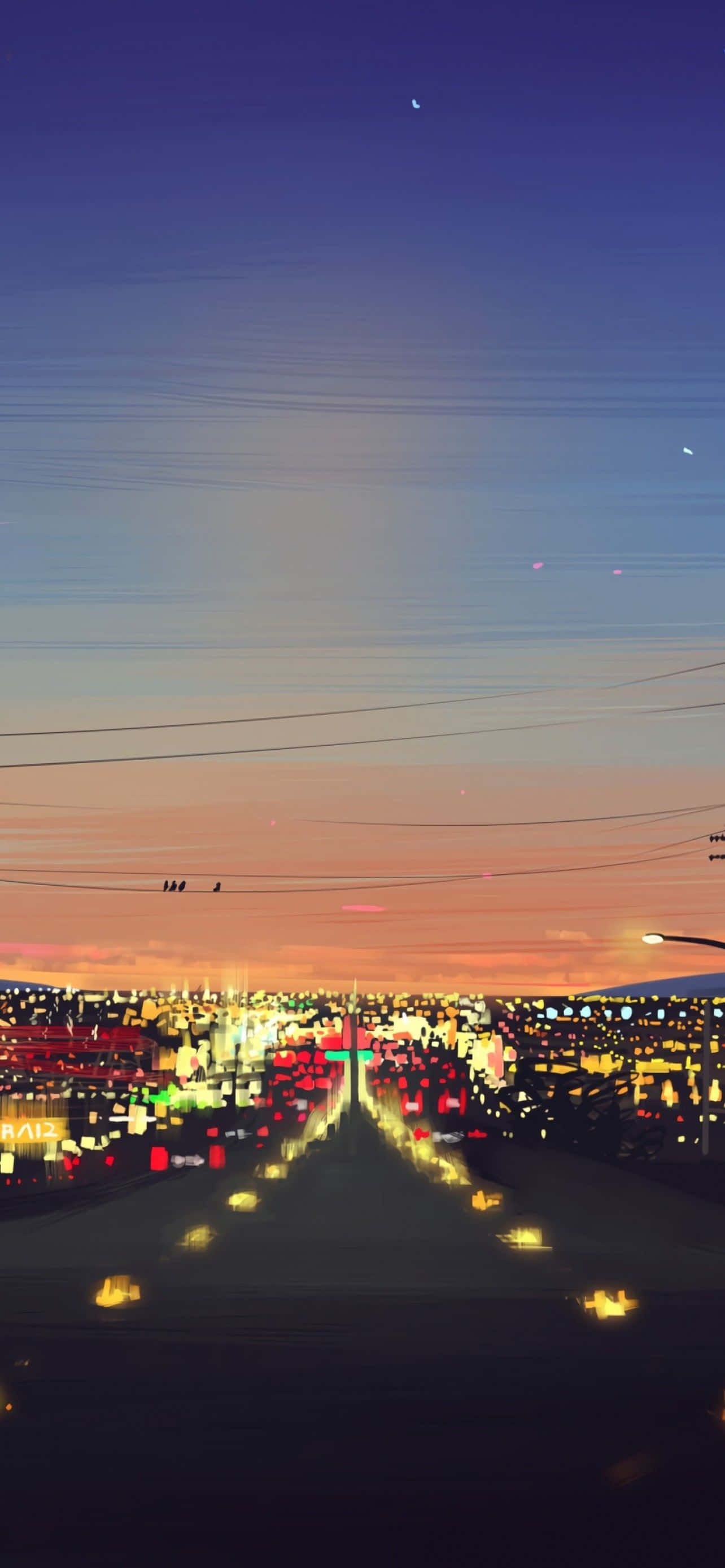 iPhone 14 Plus, twilight sky, city lights, 2K Phone Wallpaper