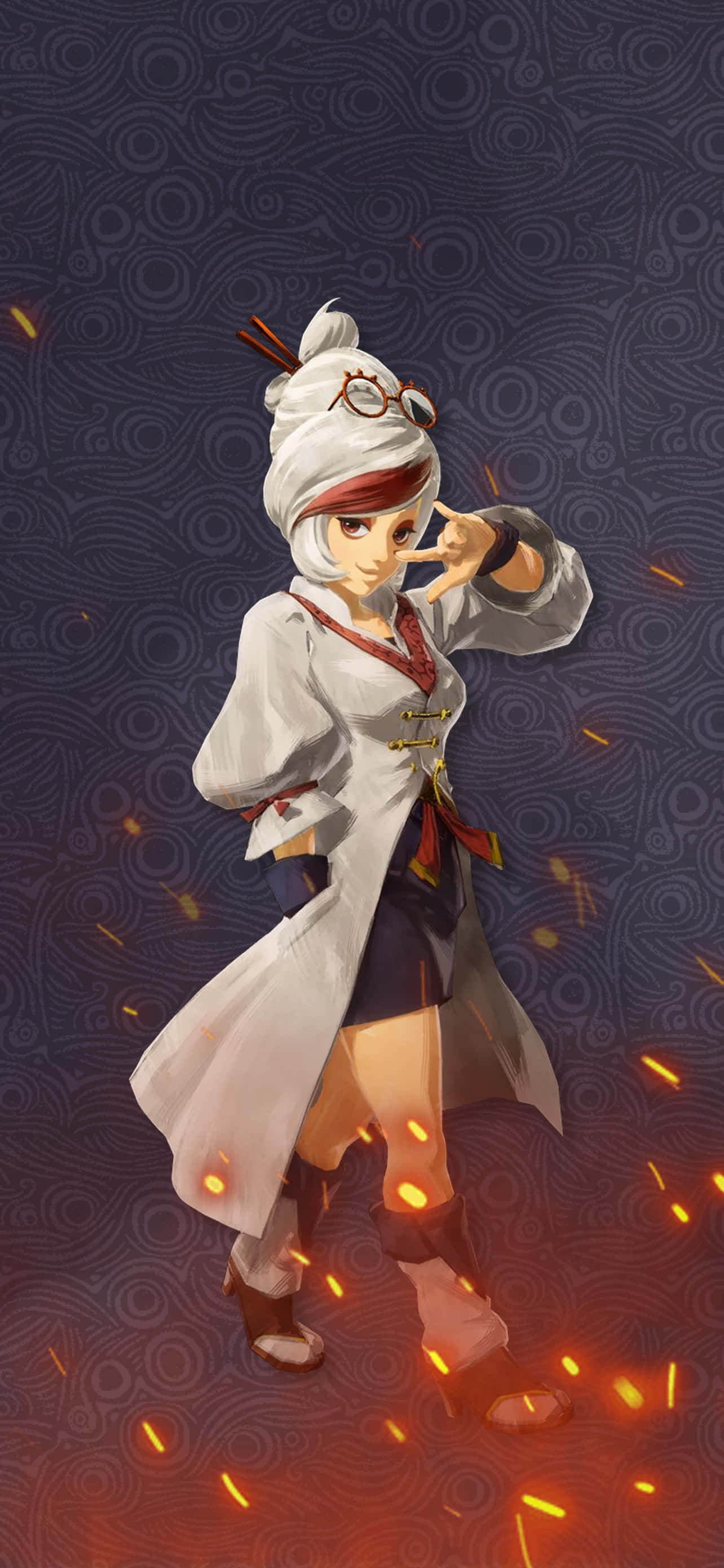 iPhone 14 Plus, anime girl, white coat, 2K Phone Wallpaper