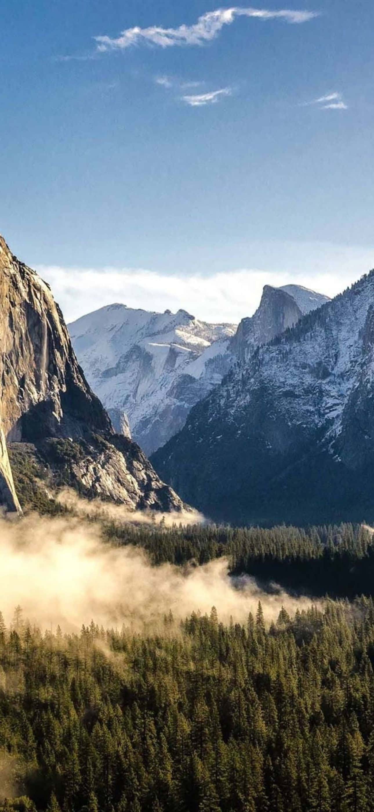 iPhone 14 Pro Max, mountain valley, snow-capped peaks, 2K Phone Wallpaper
