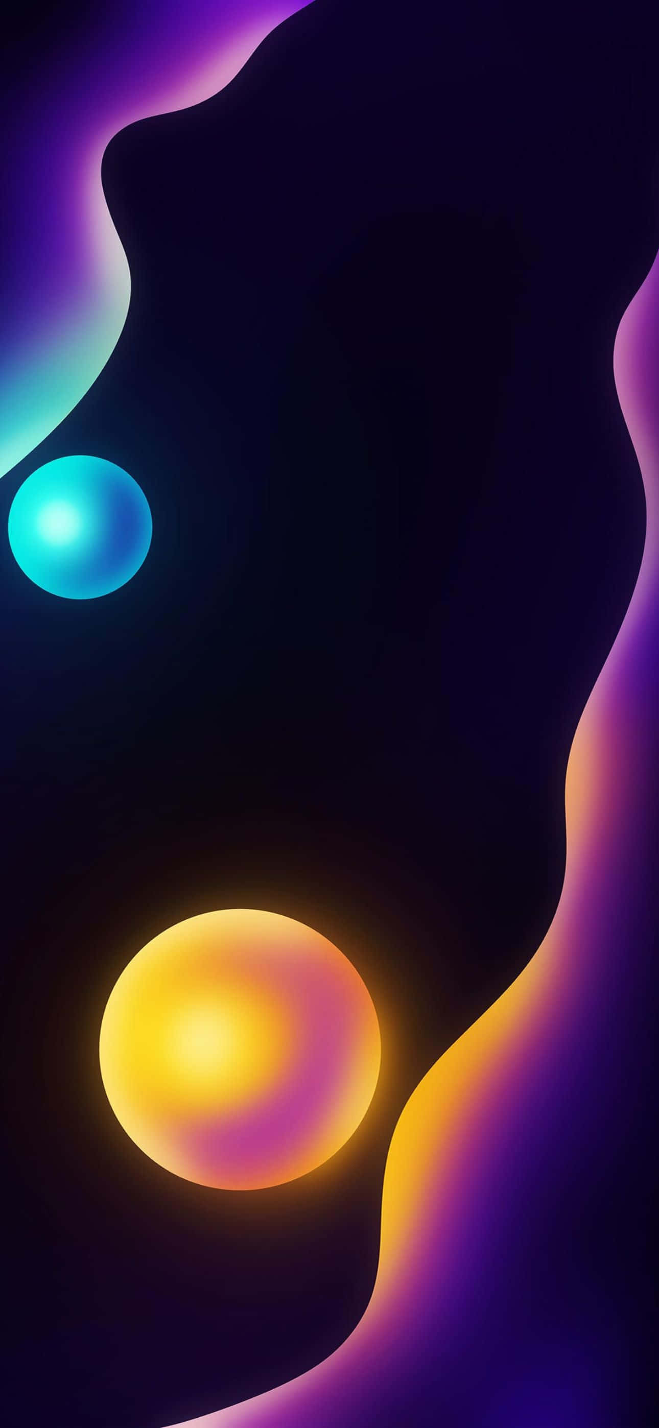 iPhone 14 Pro Max, neon waves, purple blue, 2K Phone Wallpaper