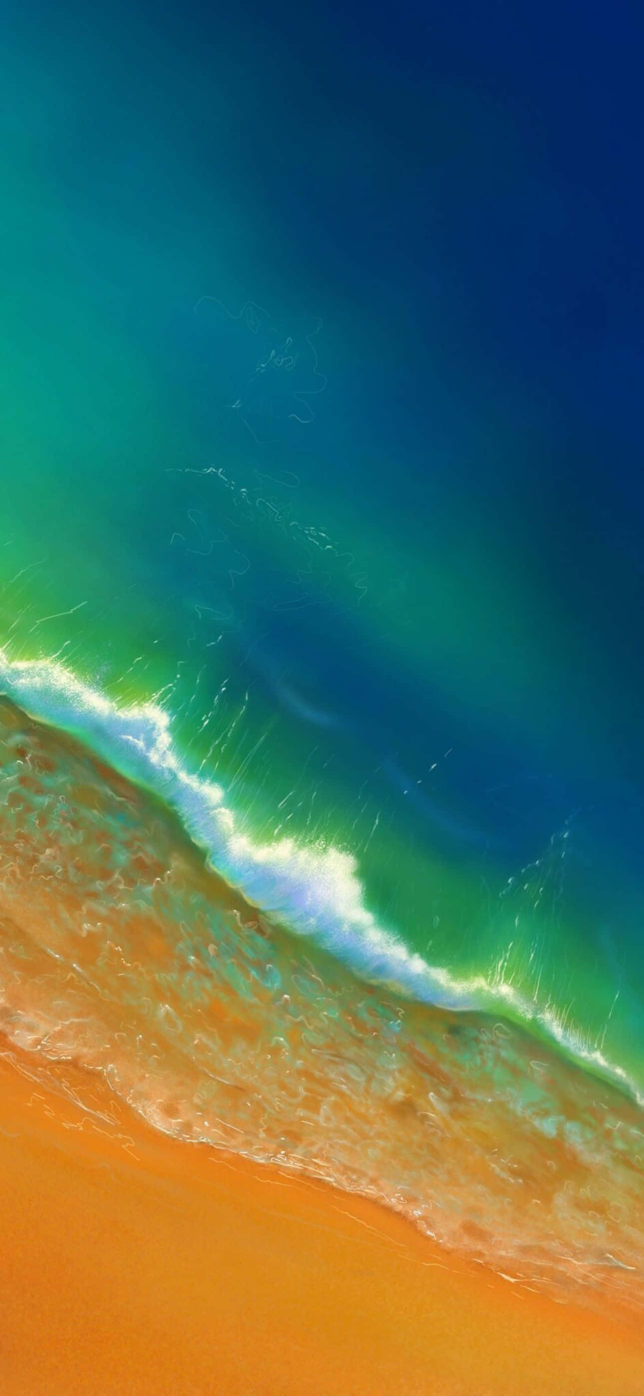 iPhone 14 Pro Max, turquoise waves, golden sand, 2K Phone Wallpaper