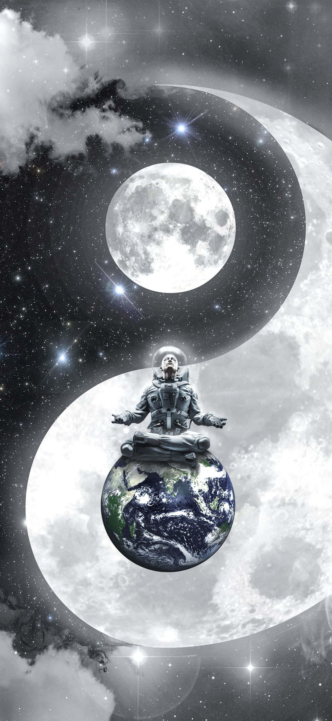 iPhone 14 Pro Max, astronaut, Earth, 2K Phone Wallpaper
