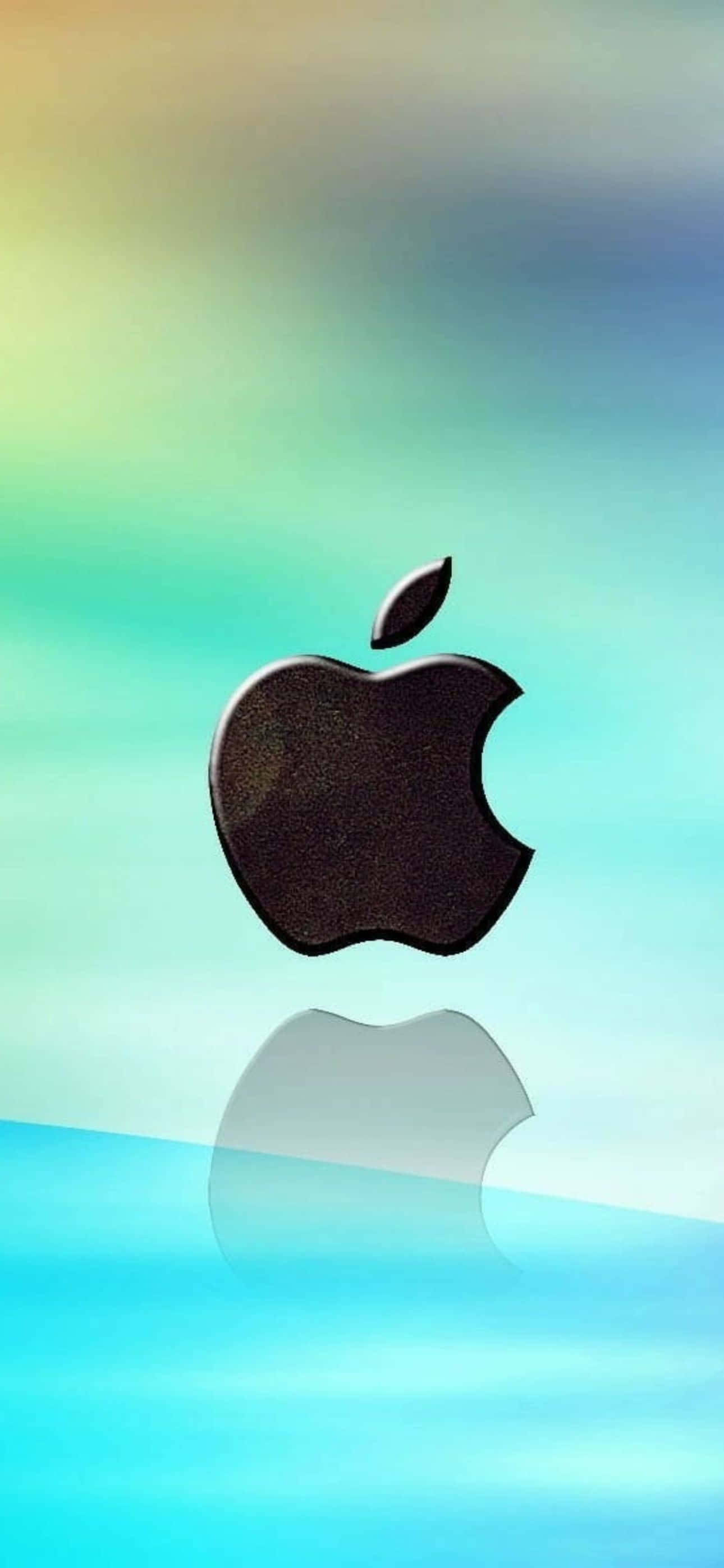 iPhone 14 Pro Max, glossy black Apple logo, reflective surface, 2K Phone Wallpaper