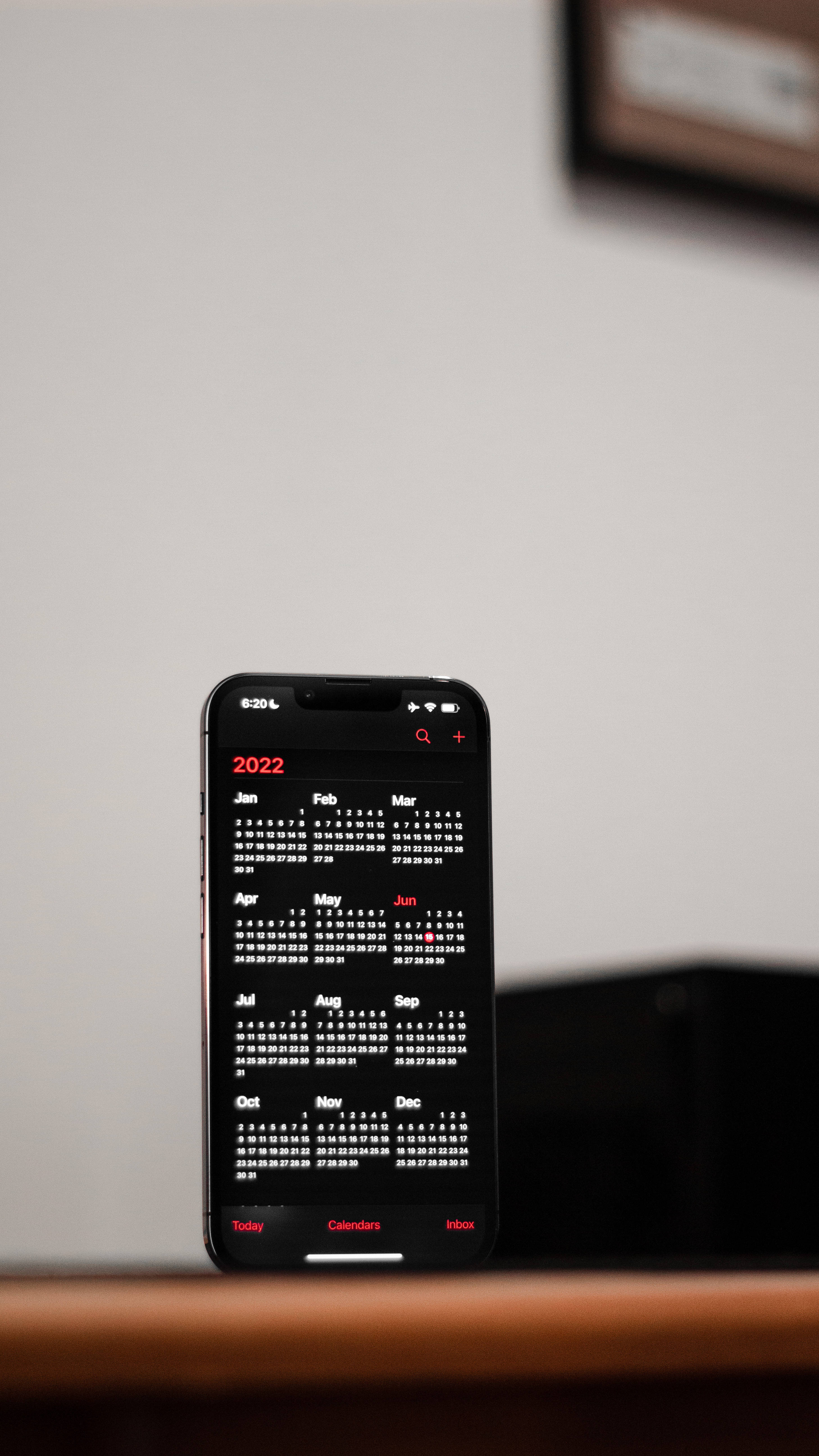 iPhone, 2022 calendar app, black smartphone, 5K Phone Wallpaper