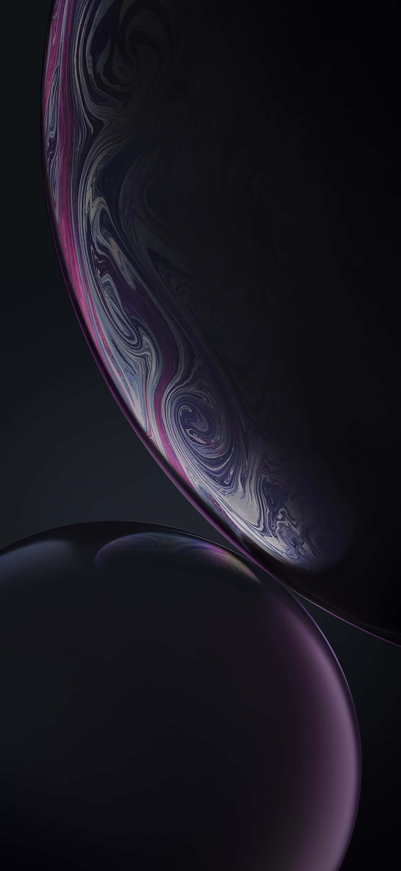 iPhone 15 Pro Max, glossy spheres, swirling purple silver and black marbled patterns, 2K Phone Wallpaper