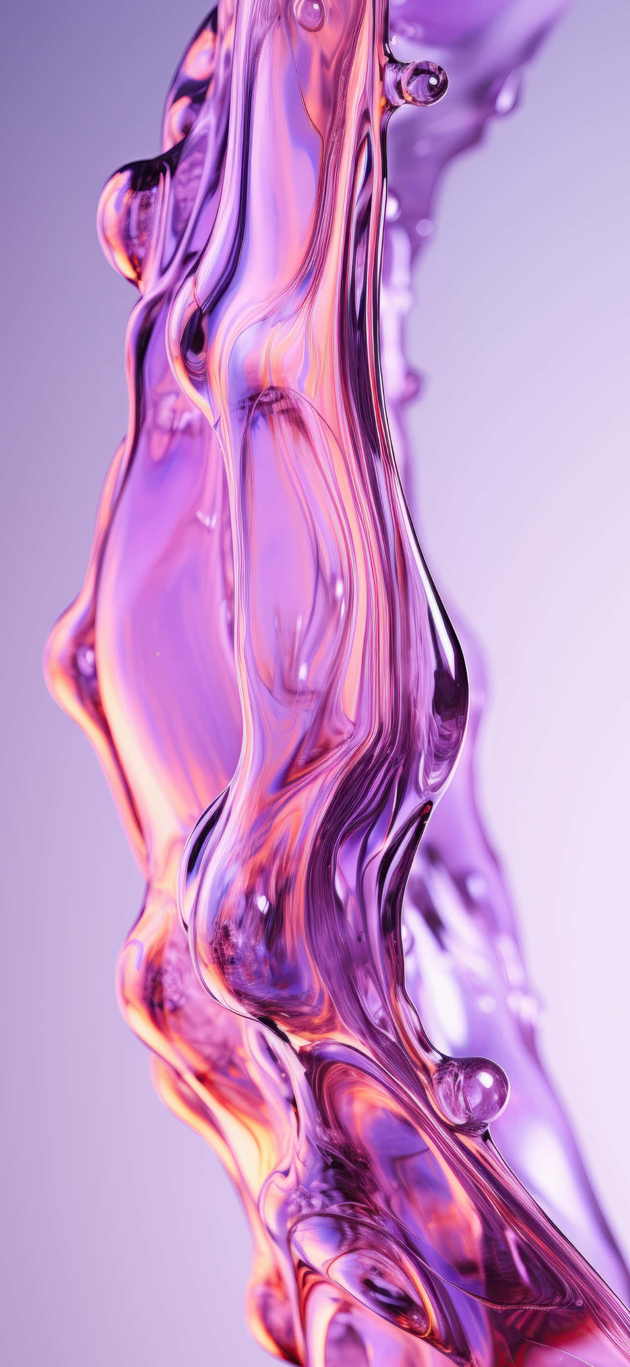 iPhone 15 Pro Max, translucent purple, orange liquid, 2K Phone Wallpaper