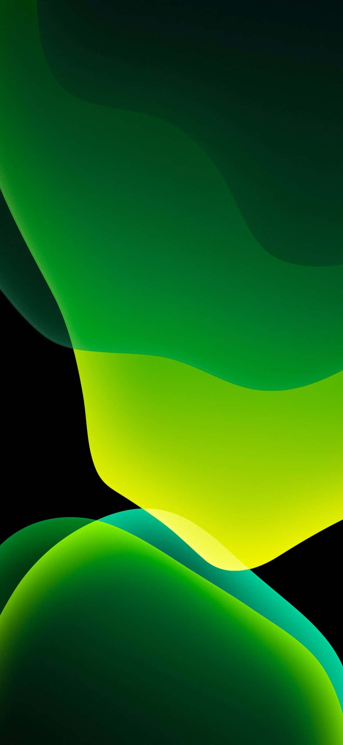 abstract green waves, black background, smooth digital gradient, Full HD Phone Wallpaper