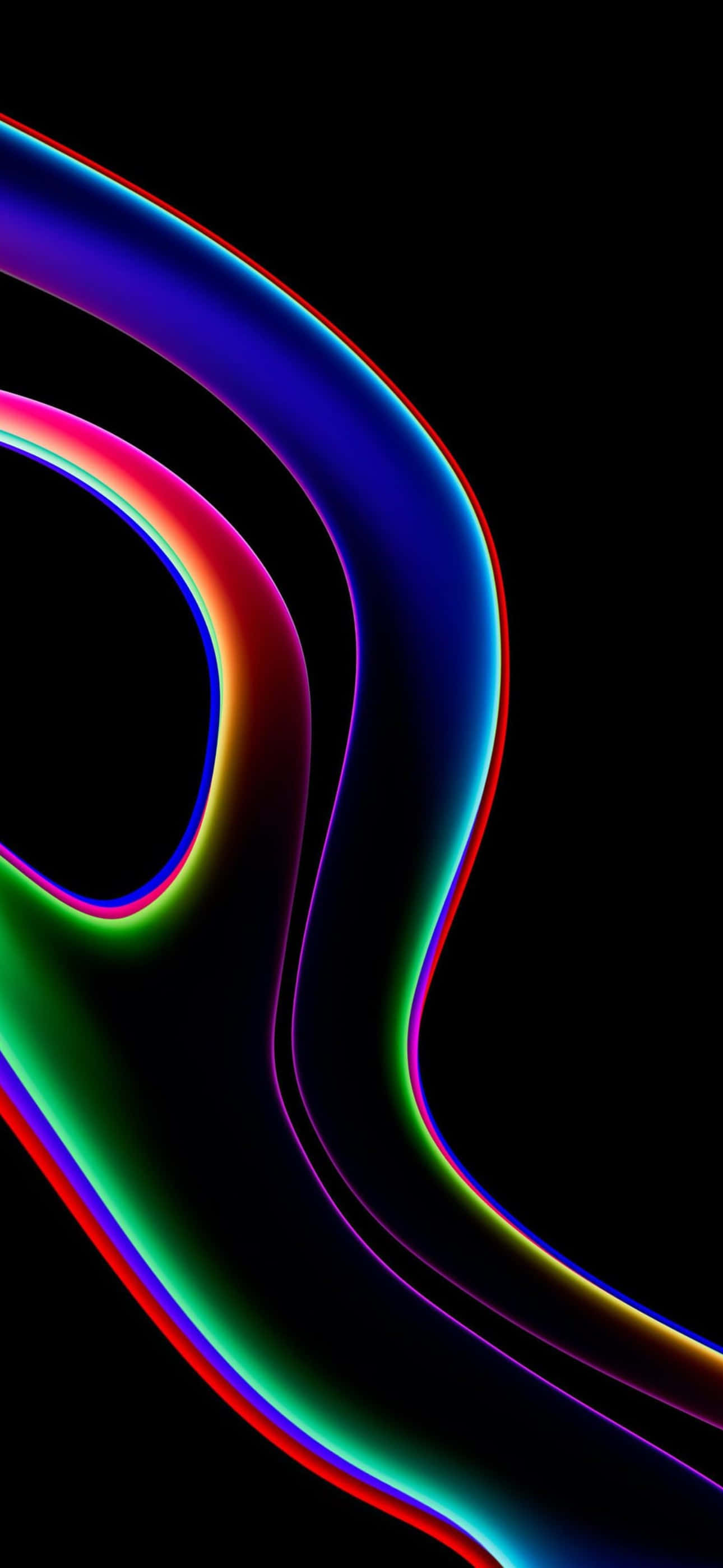 iPhone 16 Plus, neon ribbons, blue, 2K Phone Wallpaper
