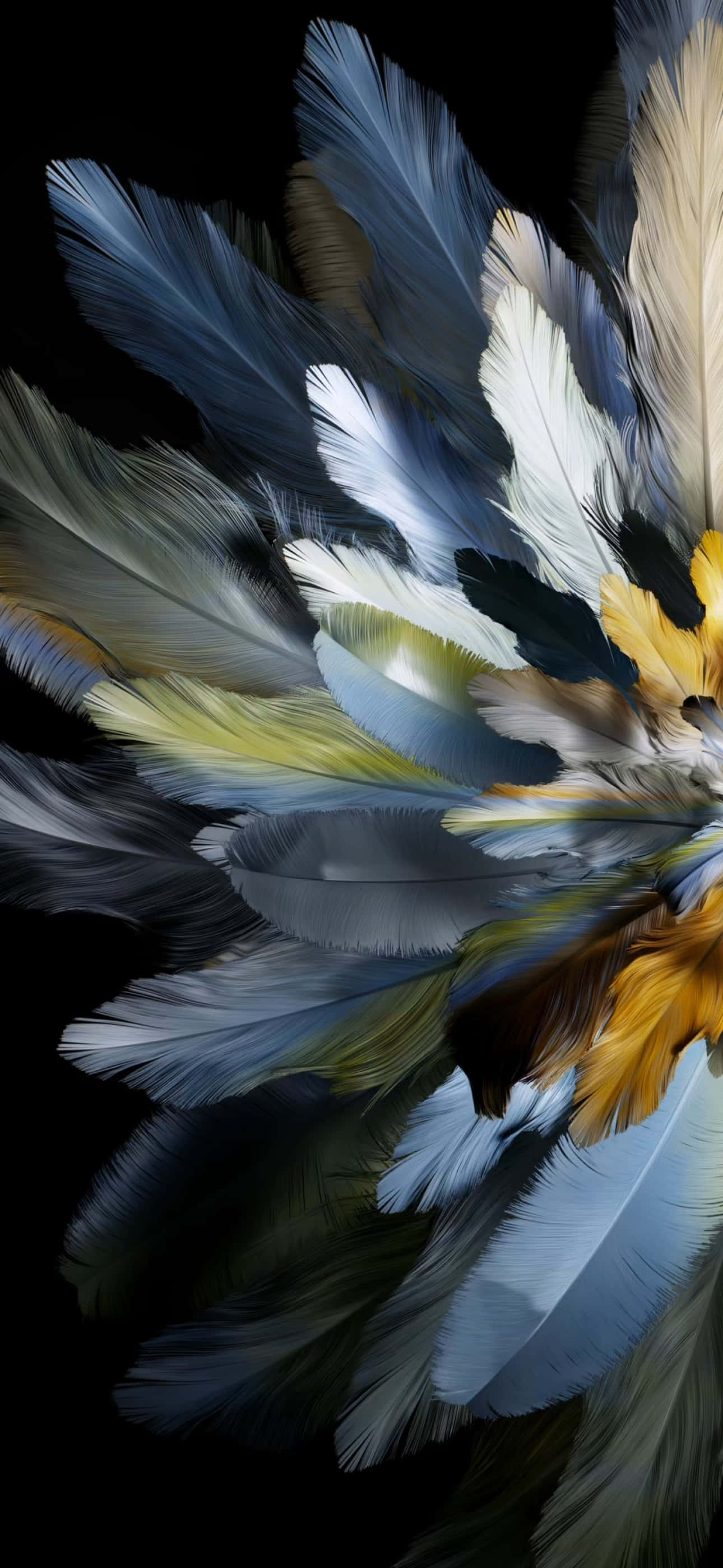 iPhone 16 Plus, feather, blue, 2K Phone Wallpaper