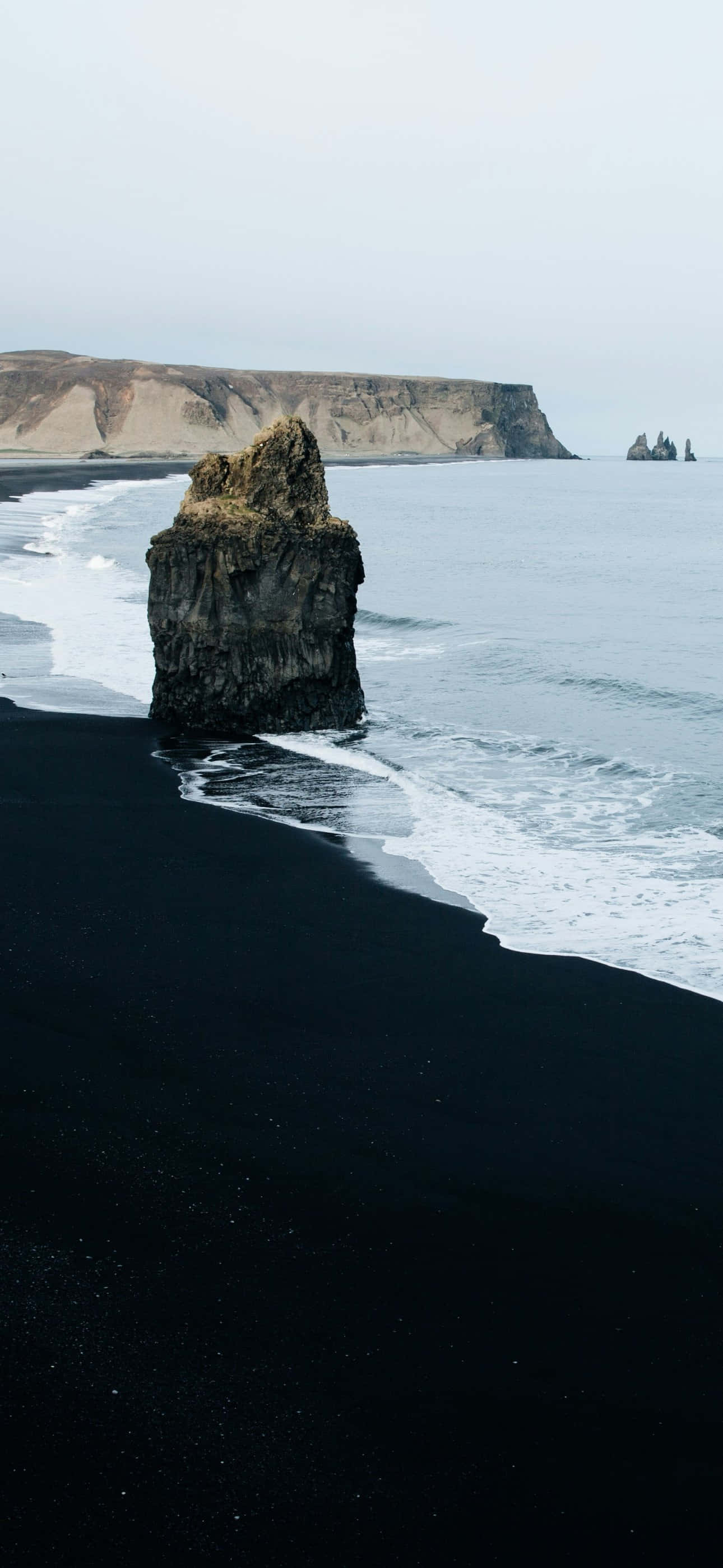iPhone 16 Plus, black sand beach, volcanic beach, 2K Phone Wallpaper
