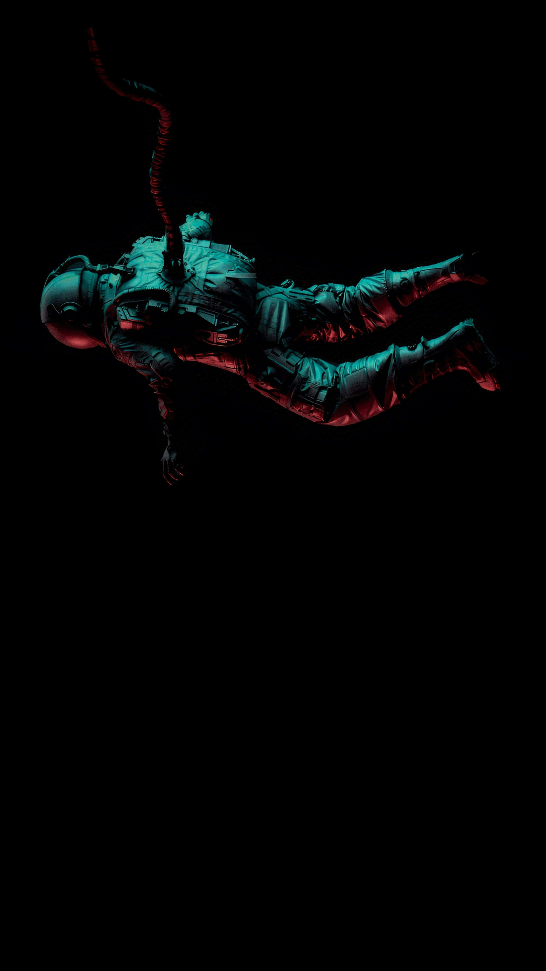 iPhone 16 Pro Max, astronaut, red and teal light, 4K Phone Wallpaper