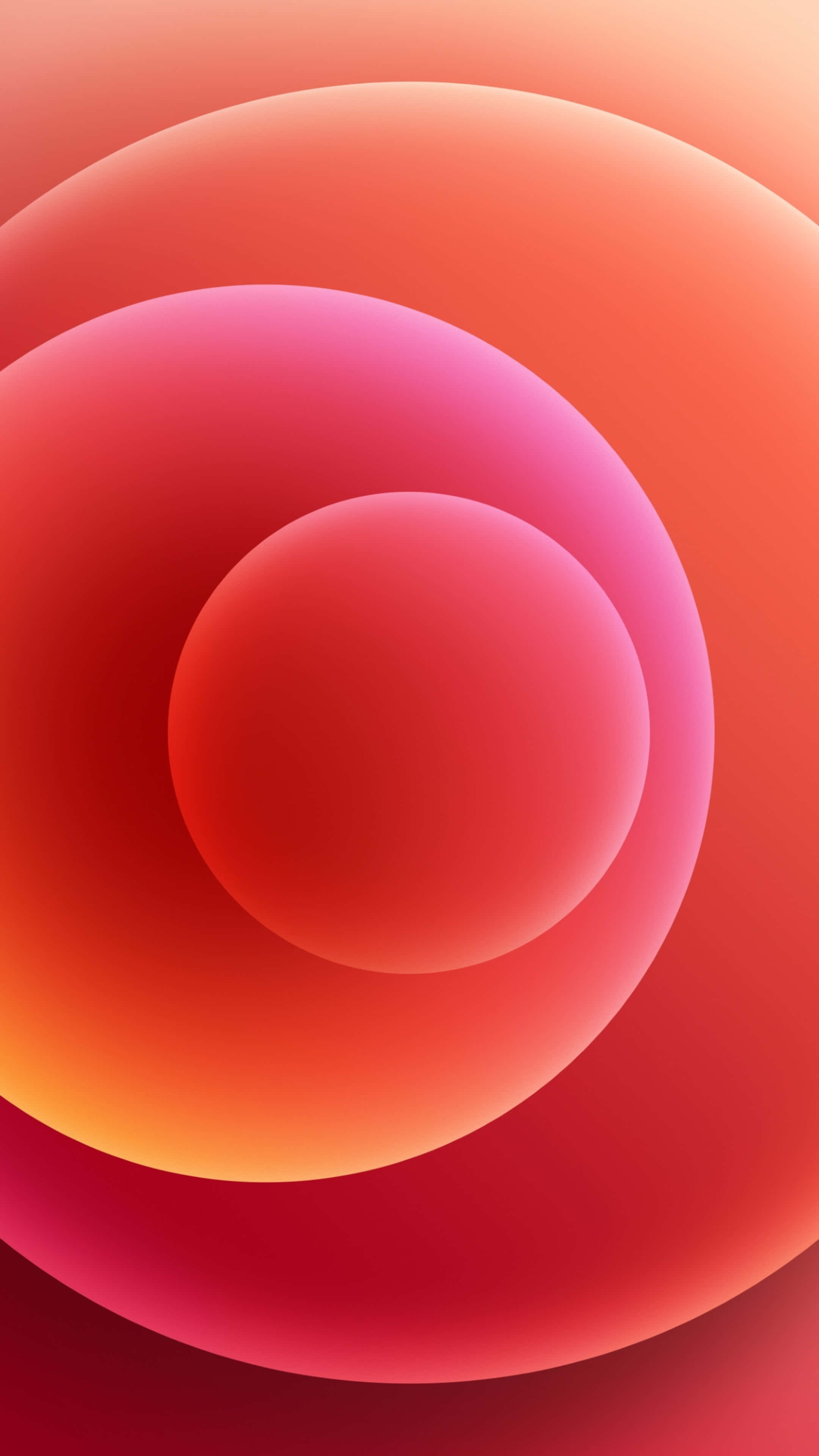 iPhone 16 Pro Max, glowing translucent circles, gradient reds and pinks, 4K Phone Wallpaper