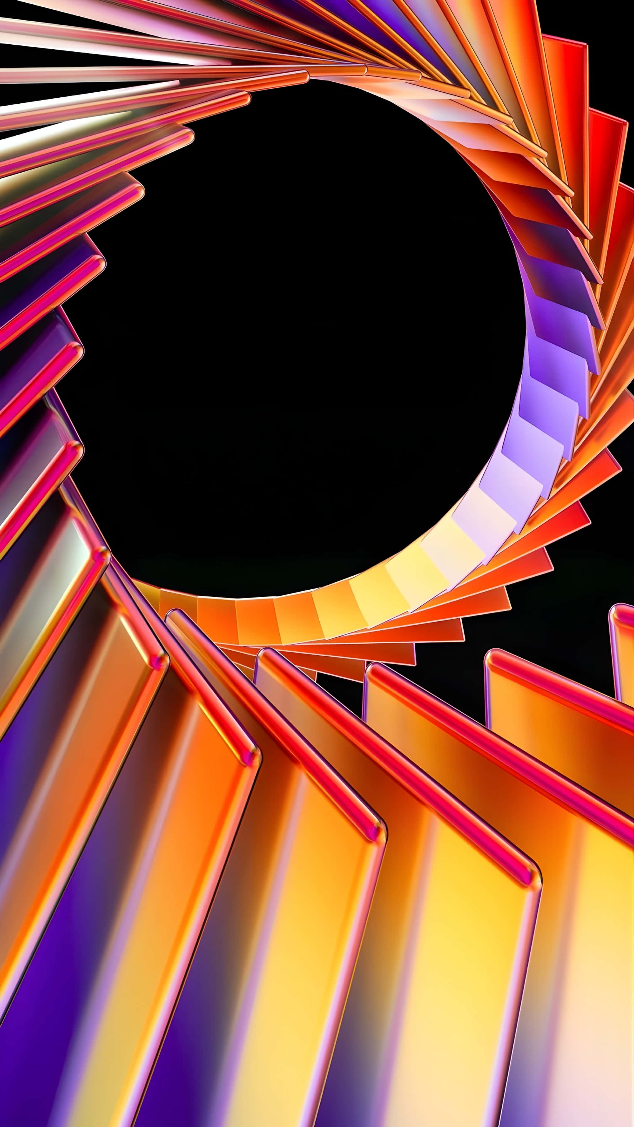 iPhone 16 Pro Max, gradient hues, geometric fan blades, 4K Phone Wallpaper