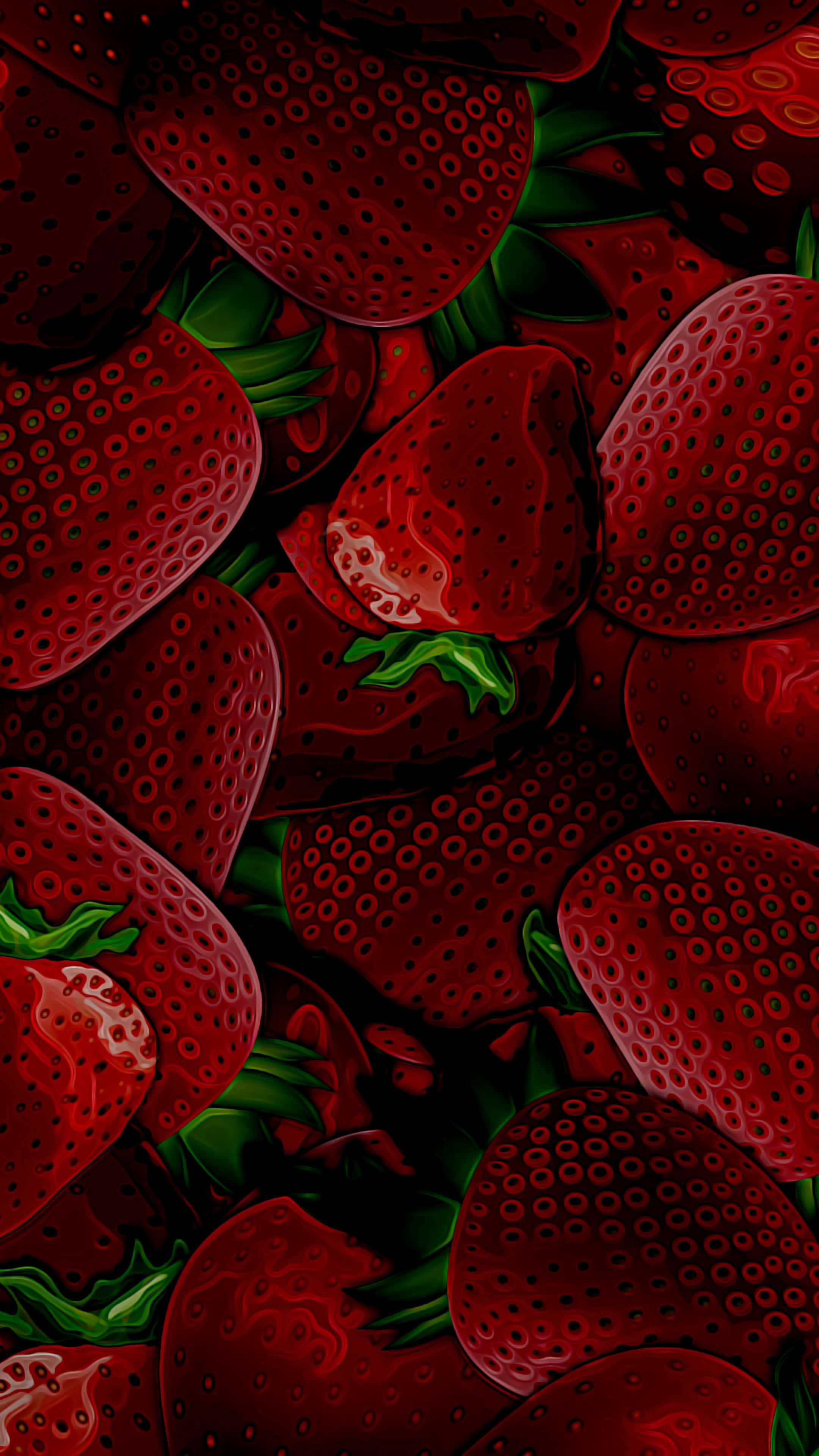 iPhone 16 Pro, strawberry, glossy red, 4K Phone Wallpaper