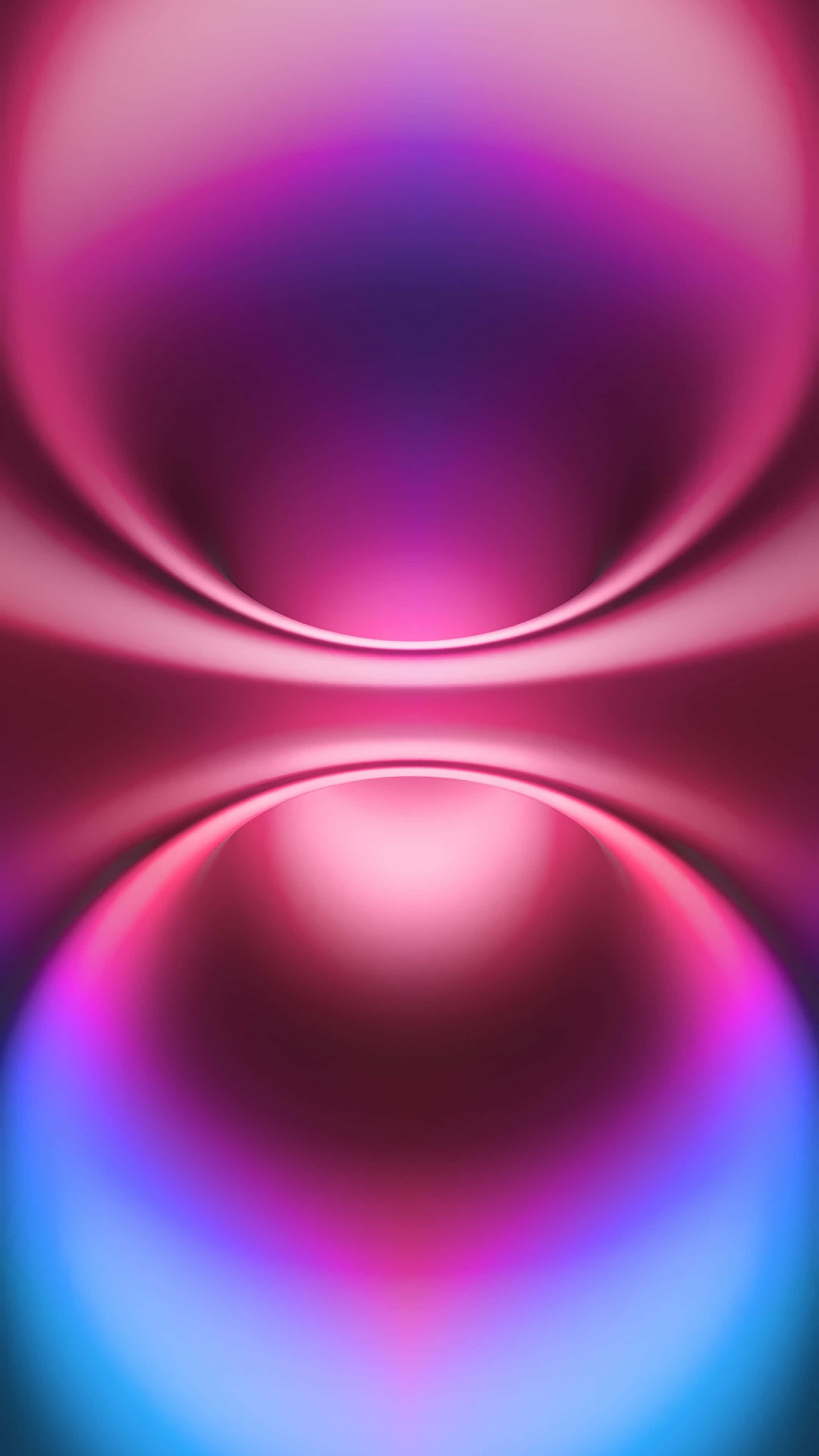 iPhone 16 Pro, glowing pink and blue spheres, symmetrical infinity loop effect, 4K Phone Wallpaper