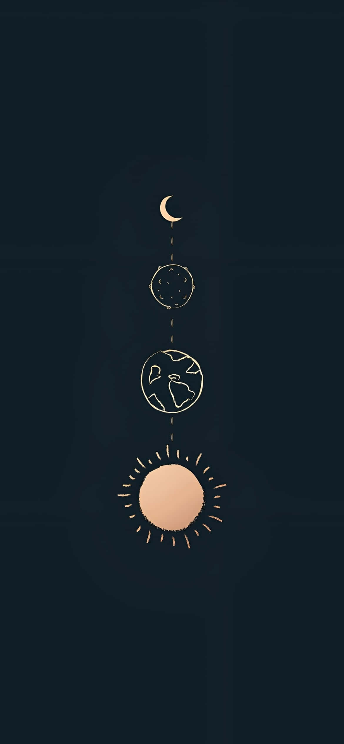 iPhone 16e, crescent moon, sun, Full HD Phone Wallpaper