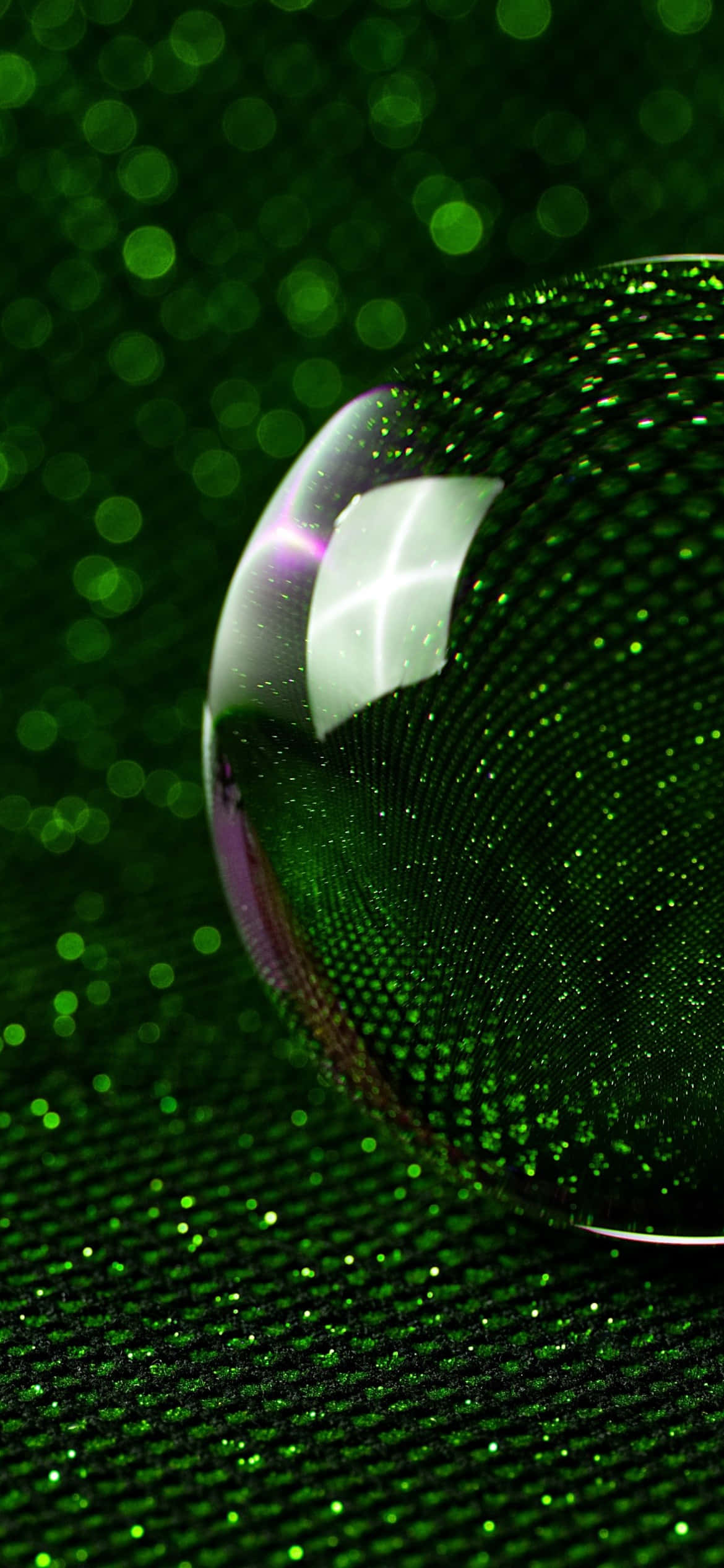 iPhone 16e, glossy green sphere, glittering green textured surface, Full HD Phone Wallpaper
