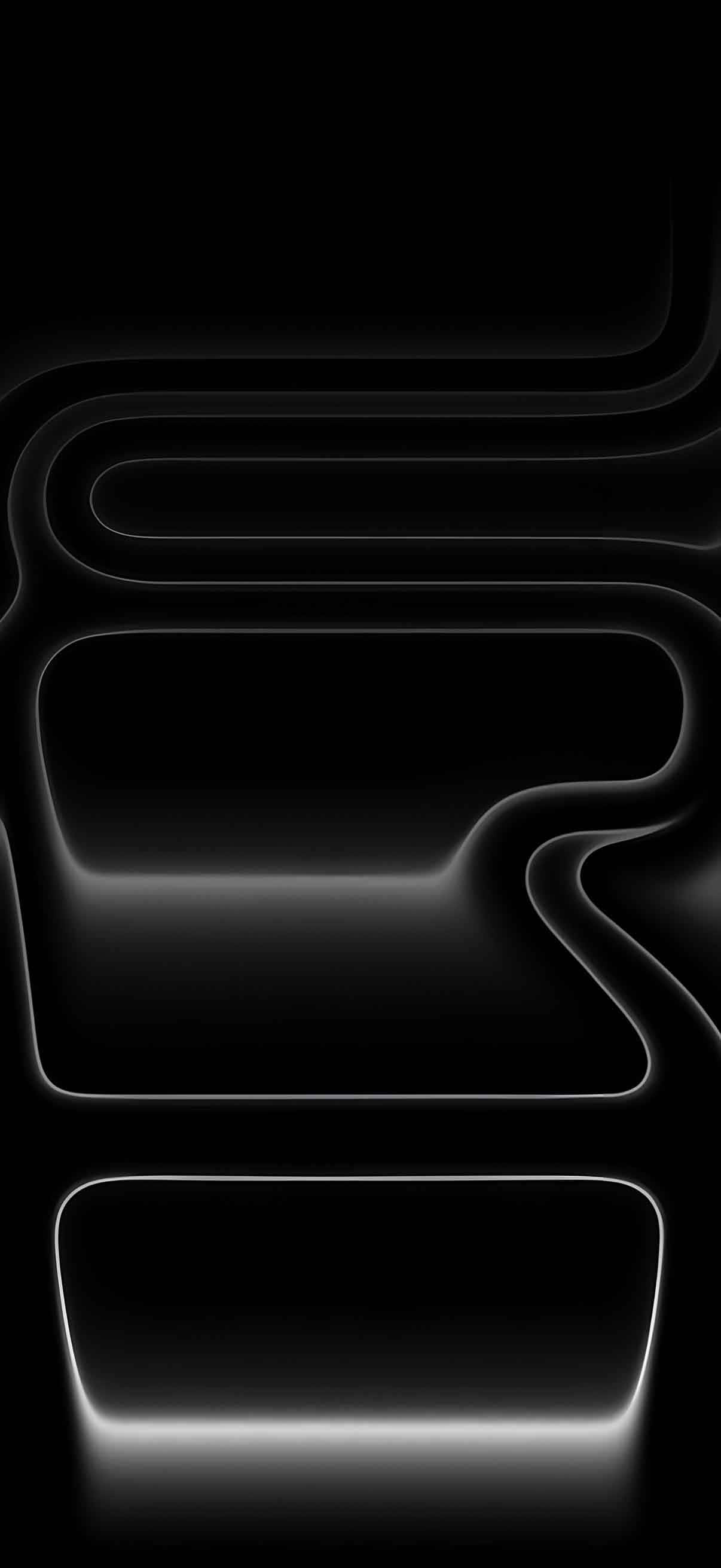 iPhone 17, glowing white lines, deep black background, 2K Phone Wallpaper