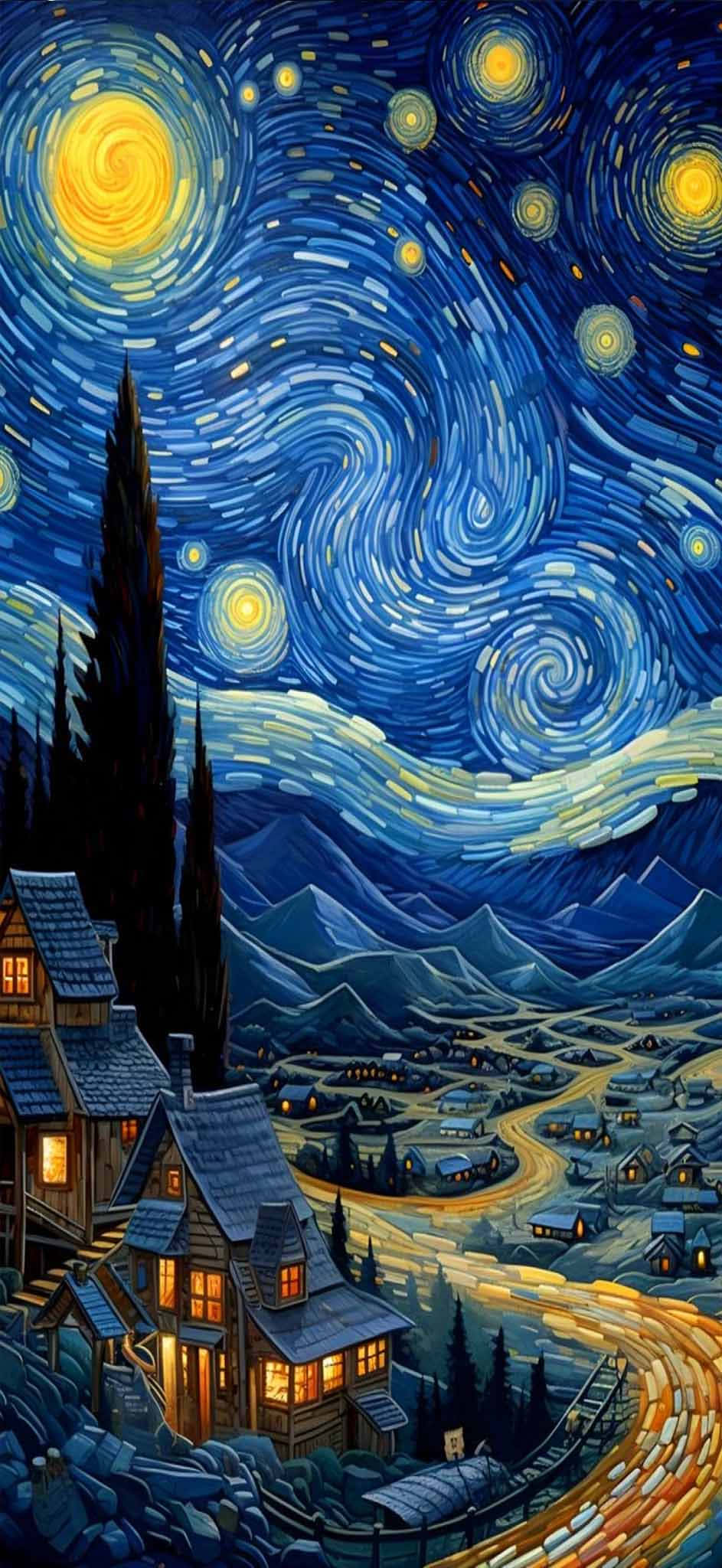 iPhone 17, starry night, swirling night sky, Full HD Phone Wallpaper