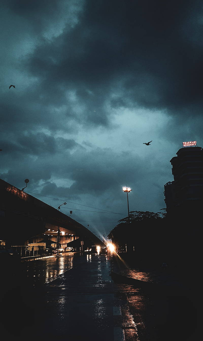dark road, iPhone 2021, rain-slicked urban street, HD Phone Wallpaper