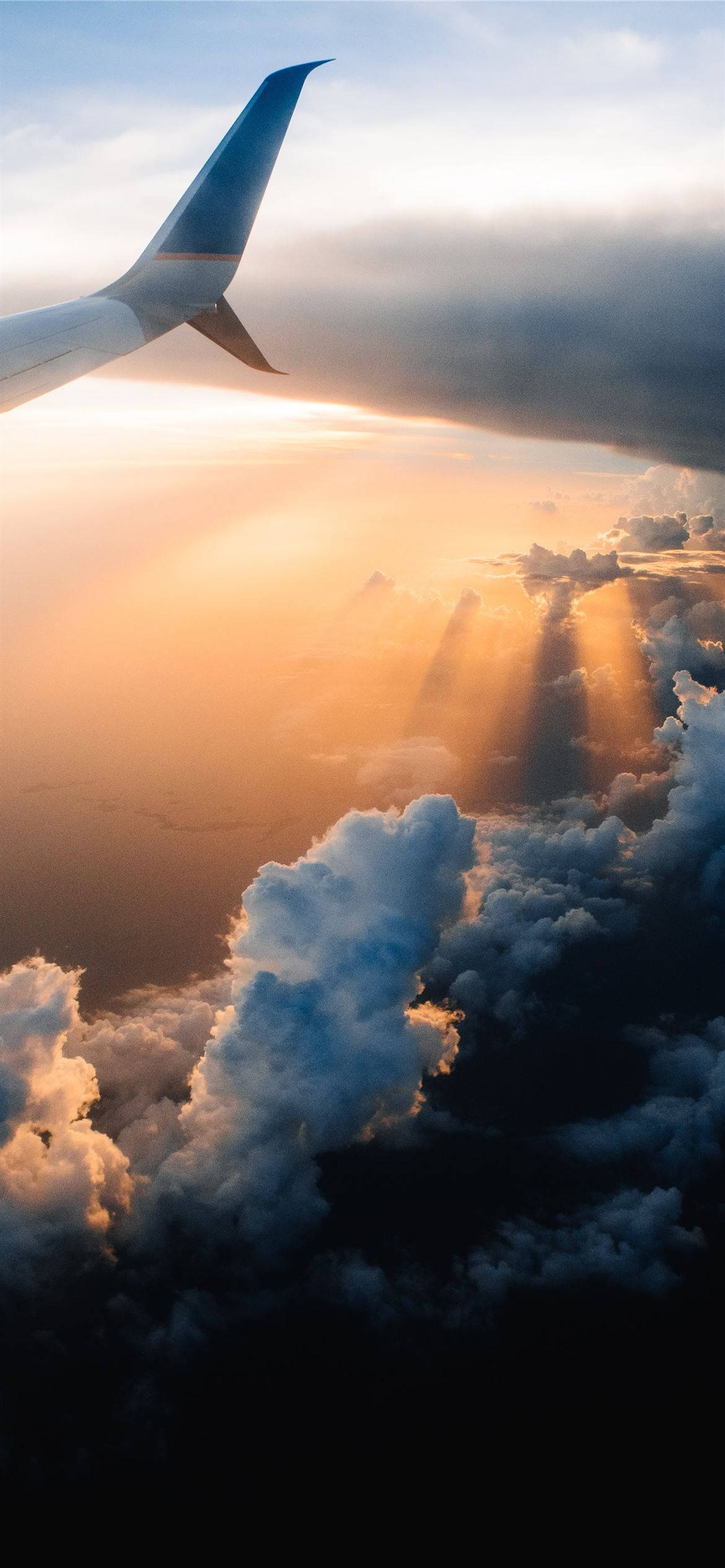 iPhone 2021, airplane, sunlight beams, Full HD Phone Wallpaper