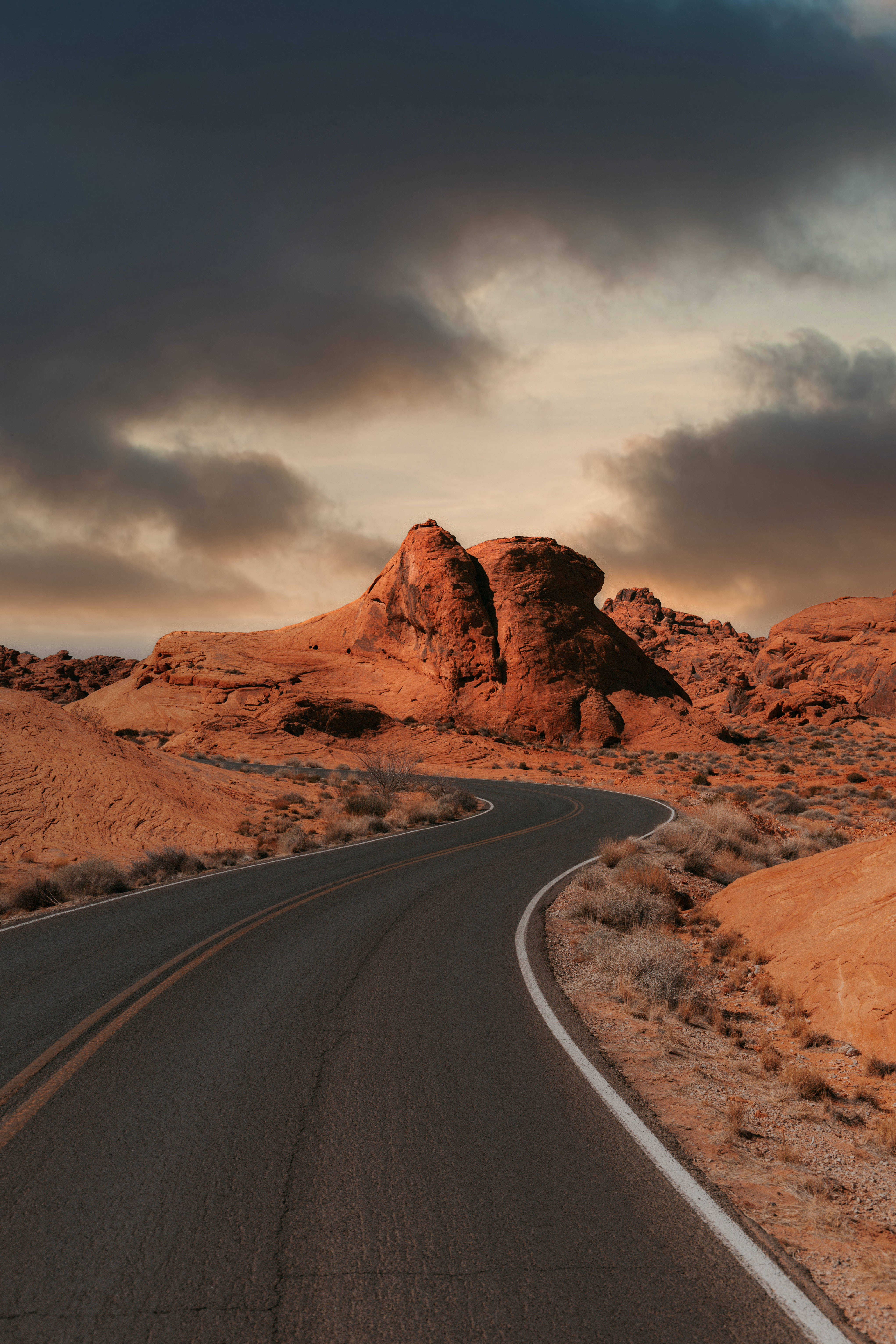 iPhone 4K, desert road, asphalt road, 5K Phone Wallpaper