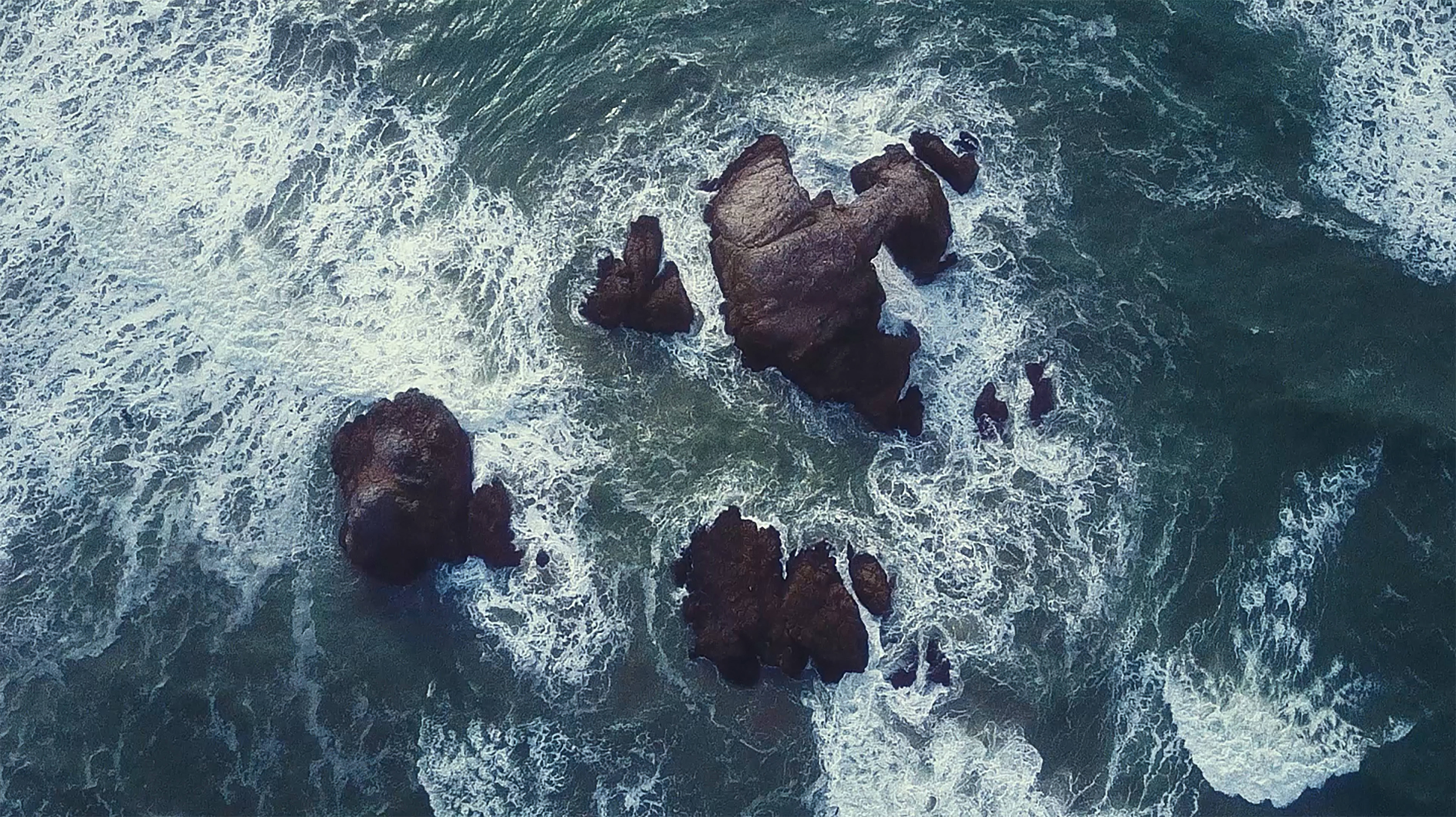 iPhone 4K, ocean, rugged dark rocks, 8K Desktop Wallpaper