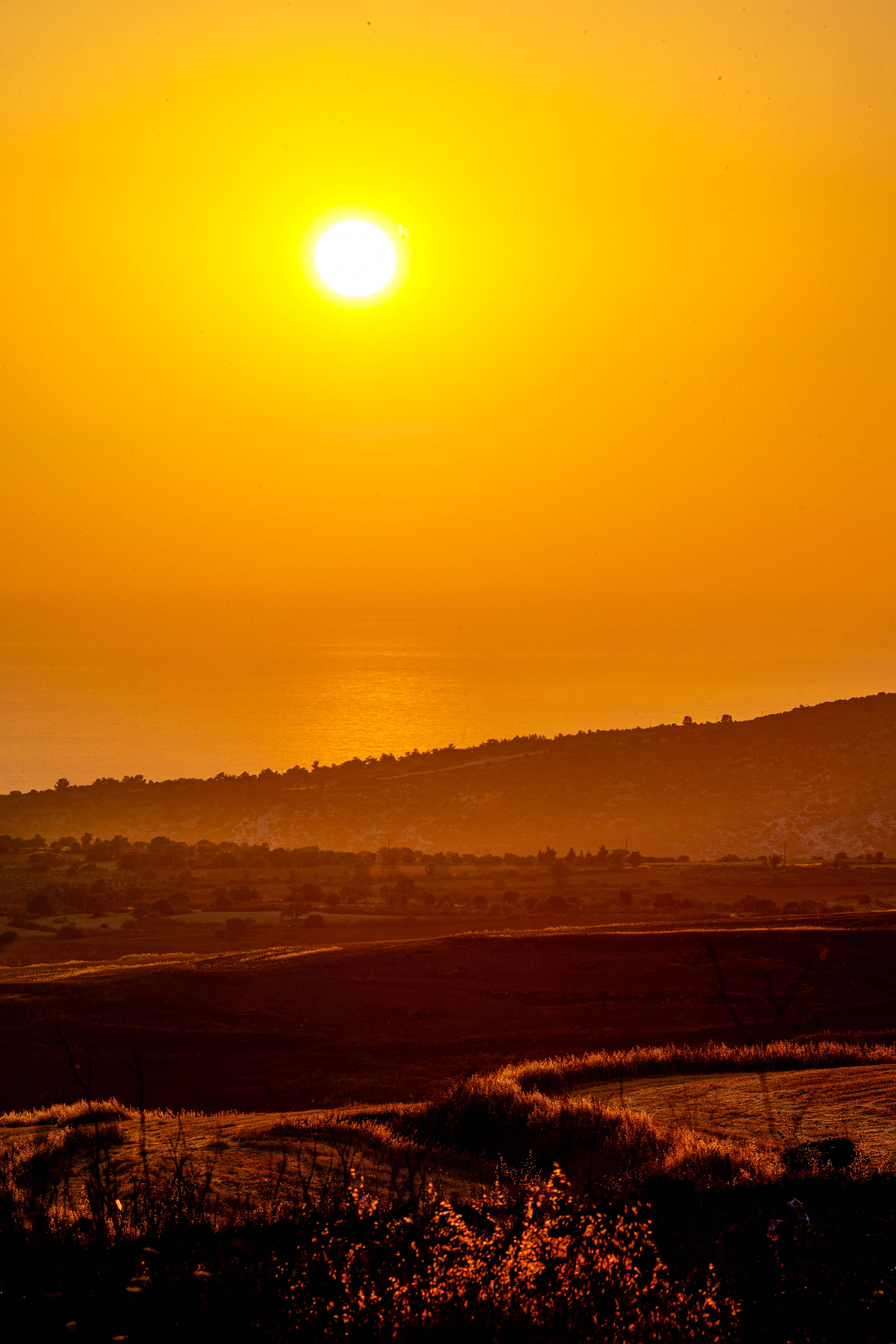 iPhone 4K, yellow sun, golden sky, 5K Phone Wallpaper