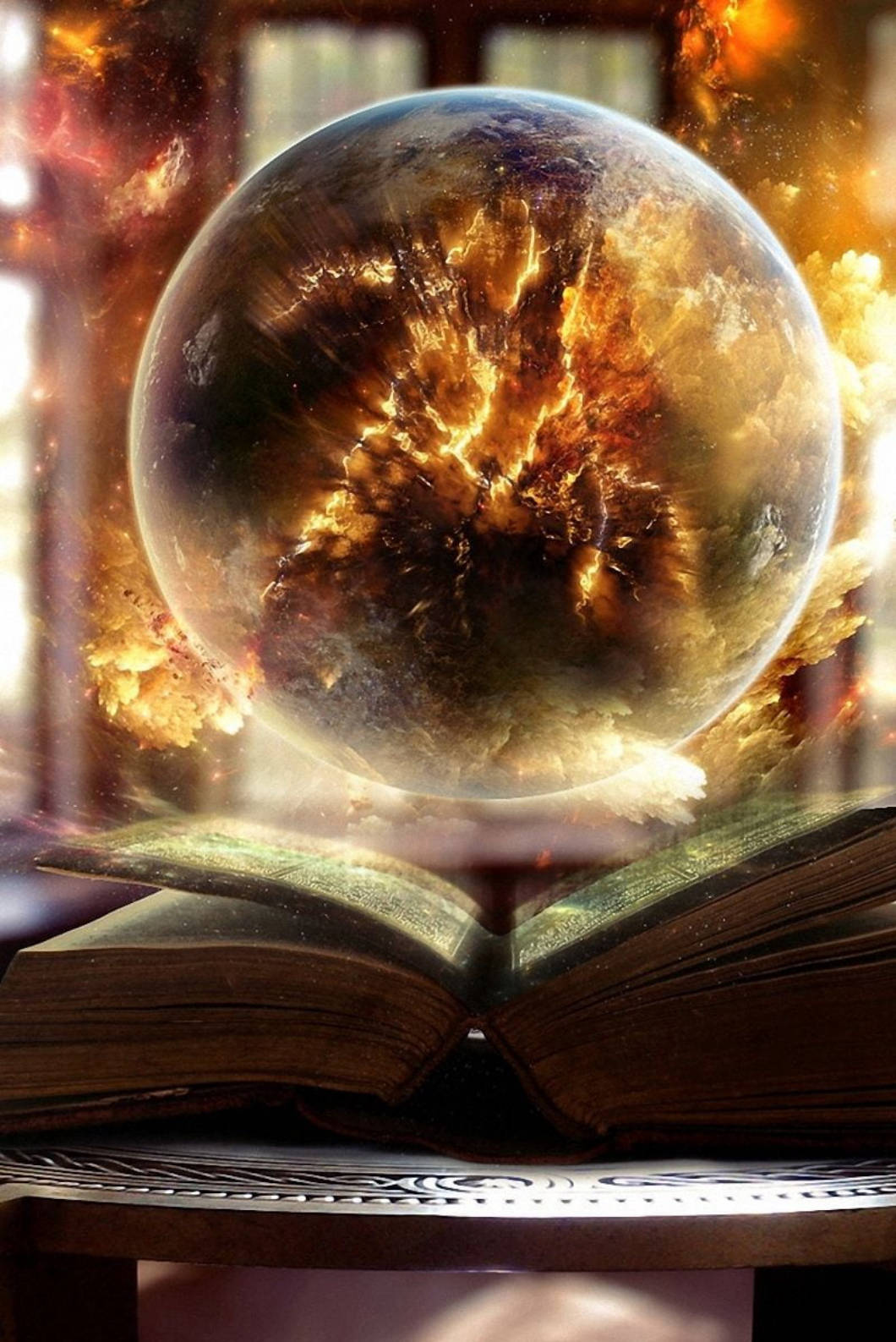 iPhone 4s, crystal ball, fiery planet, HD Phone Wallpaper