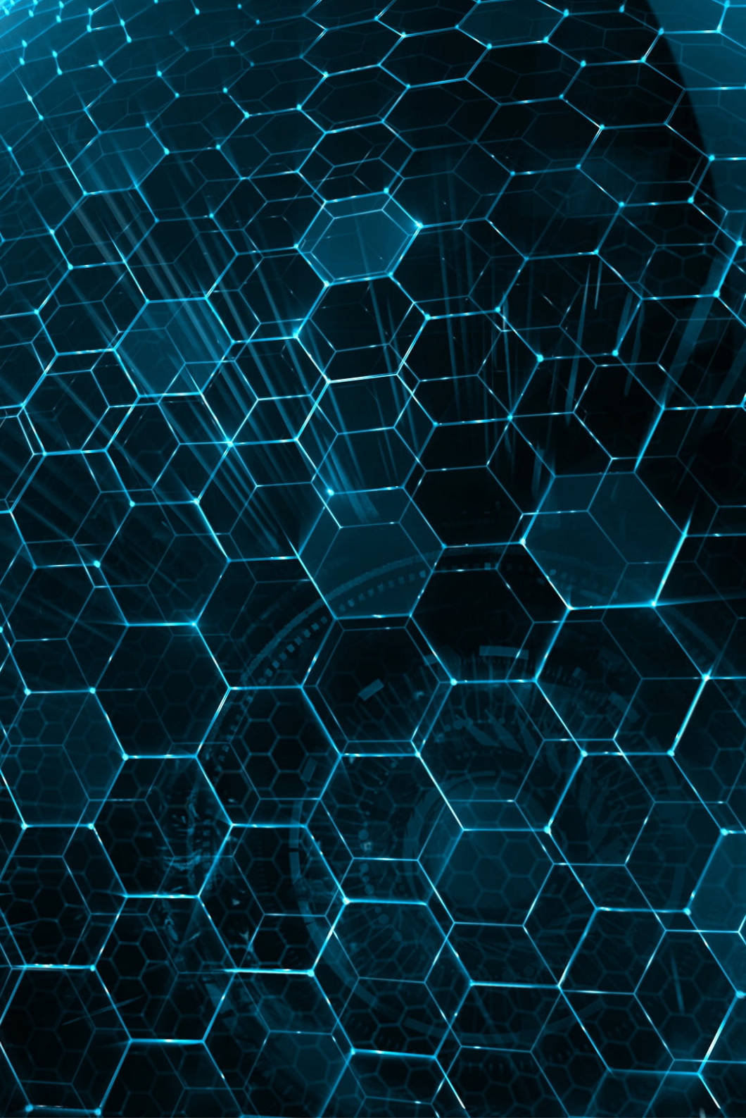 blue hexagon, iPhone 4s, glowing blue hexagonal grid pattern, HD Phone Wallpaper