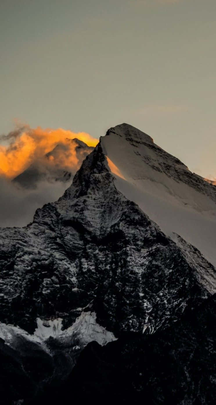 iPhone 5c, golden sunrise, snowcapped mountain peak, HD Phone Wallpaper
