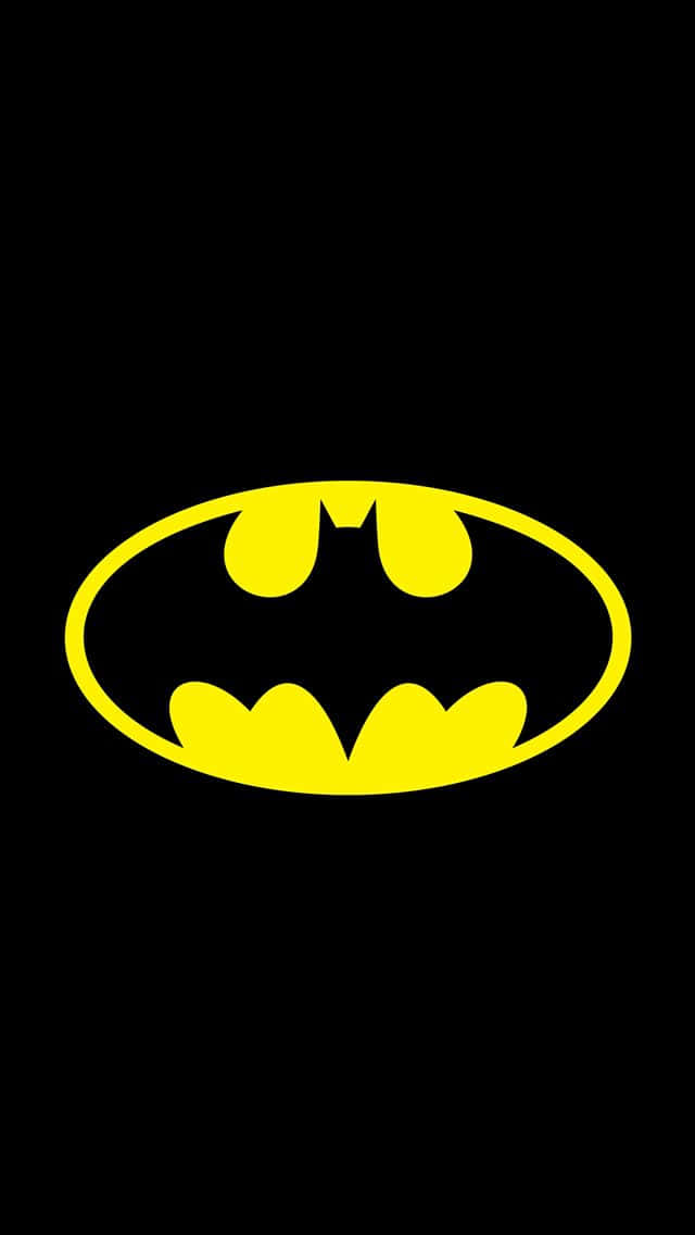 iPhone 5c, yellow Batman logo, solid black background, SD Phone Wallpaper
