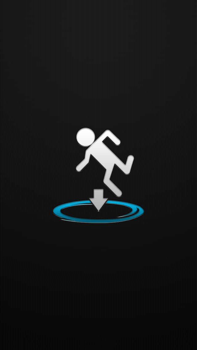 iPhone 5c, white stick figure icon, glowing blue circular arrow, SD Phone Wallpaper