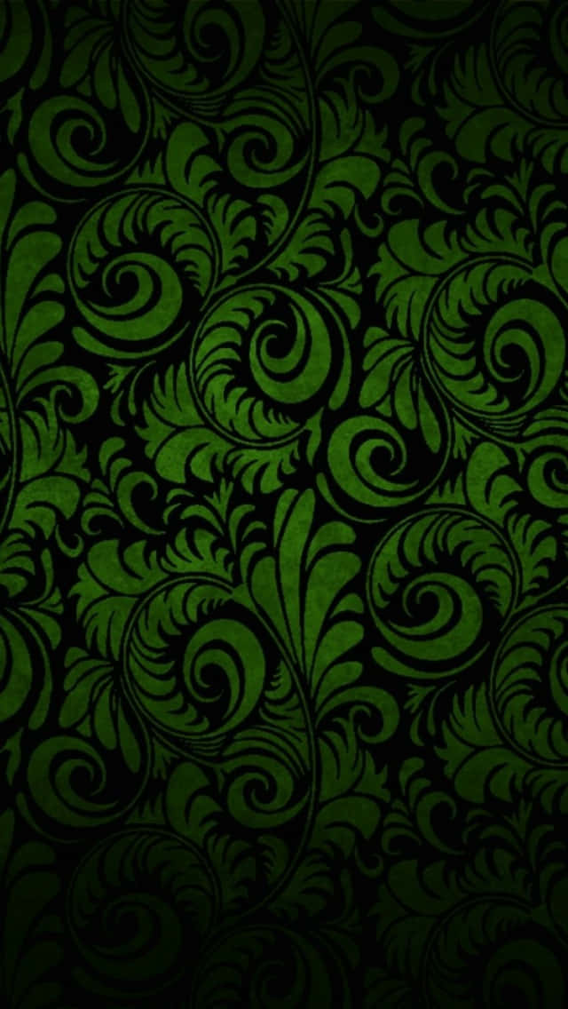 iPhone 5s, dark green, baroque swirls, SD Phone Wallpaper