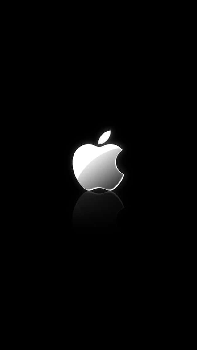 iPhone 5s, glowing silver Apple logo, black background, SD Phone Wallpaper