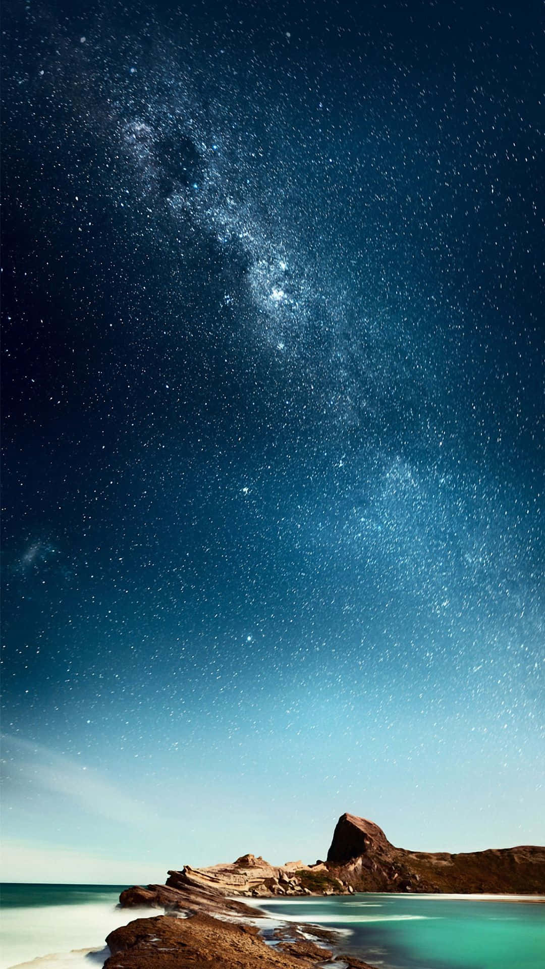 iPhone 6 Plus, Milky Way galaxy, rocky coastline, Full HD Phone Wallpaper