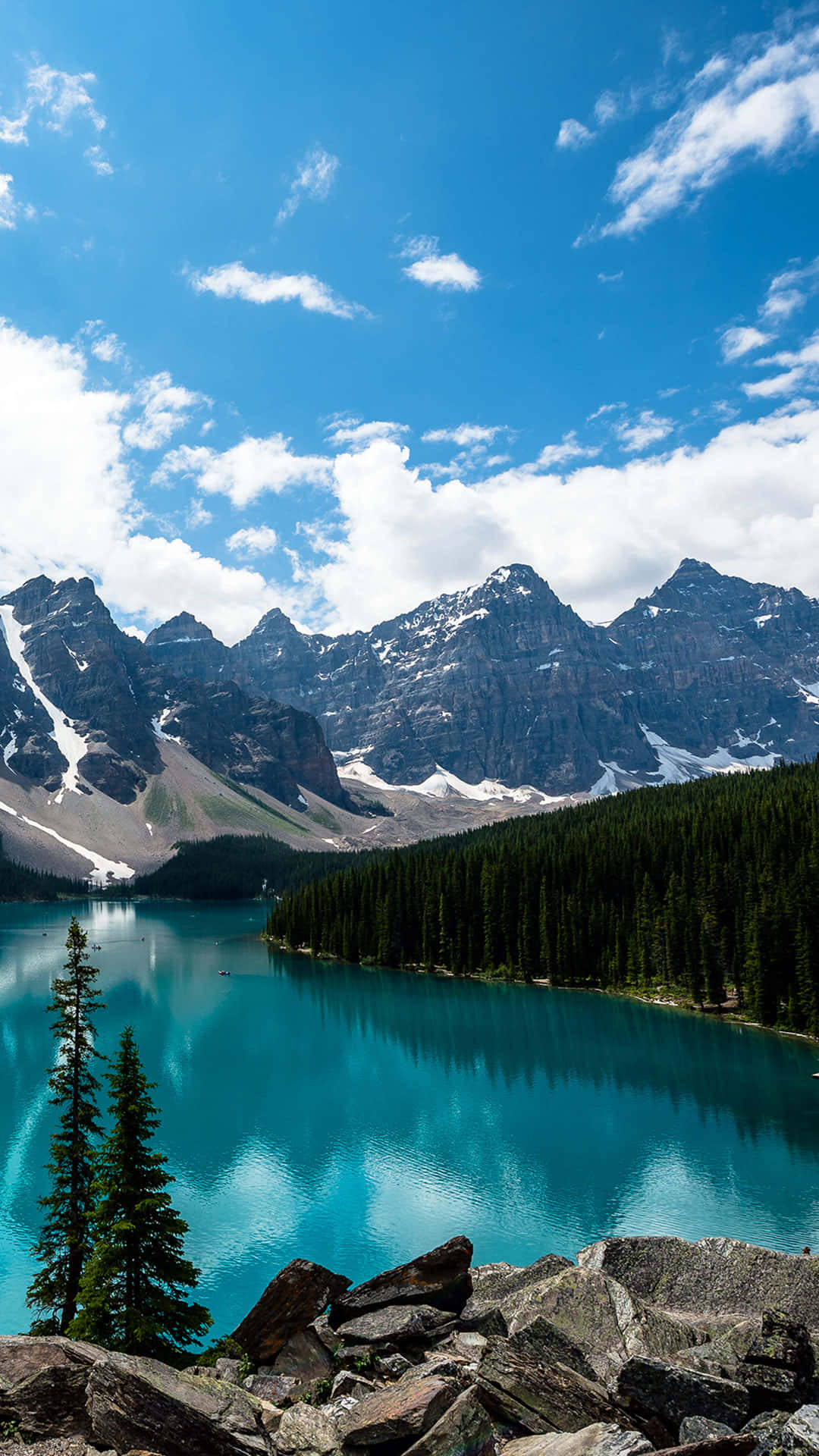 iPhone 6 Plus, turquoise lake, snow-capped mountains, Full HD Phone Wallpaper