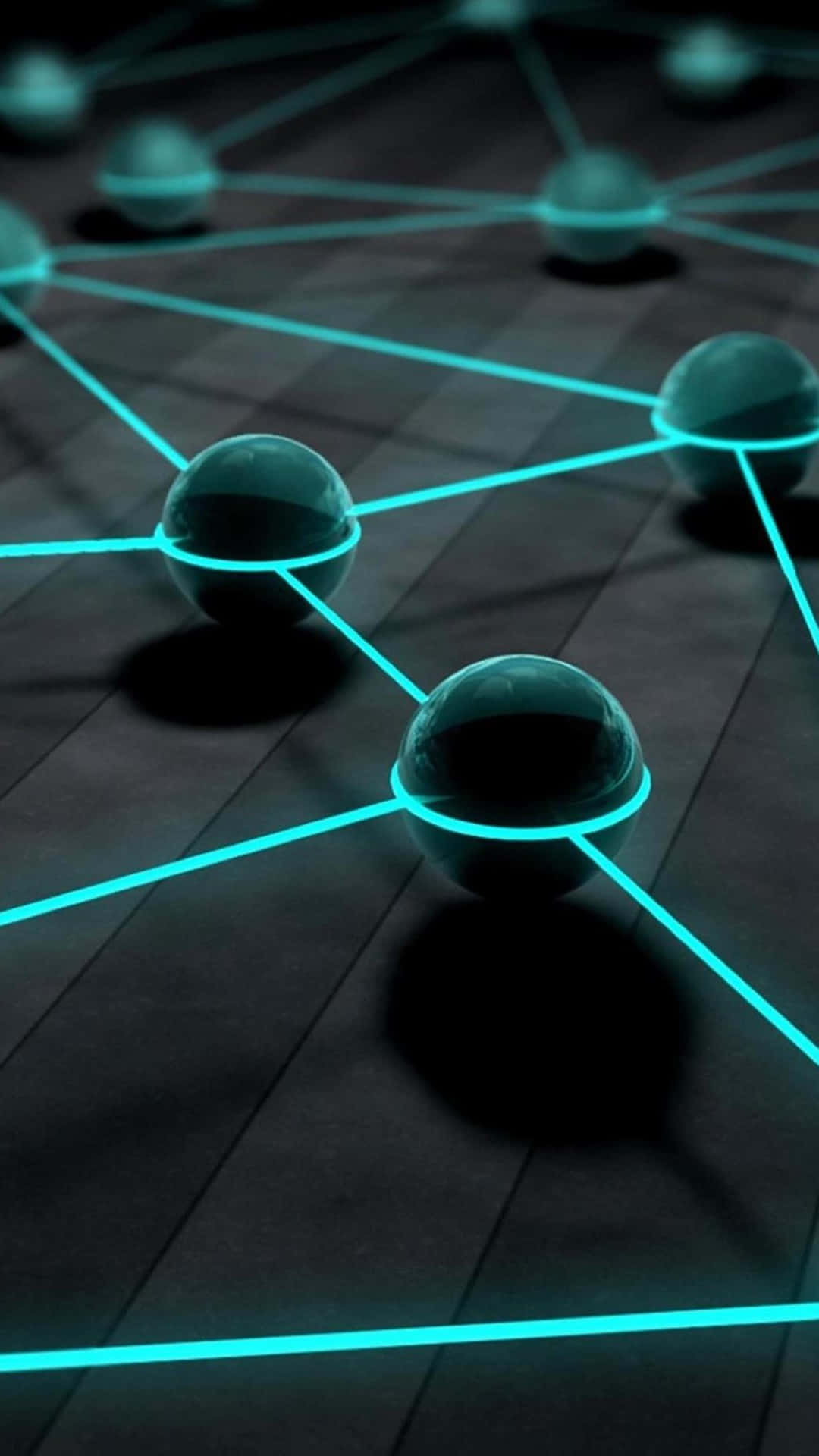 iPhone 6 Plus, glossy spheres, glowing cyan lines, Full HD Phone Wallpaper
