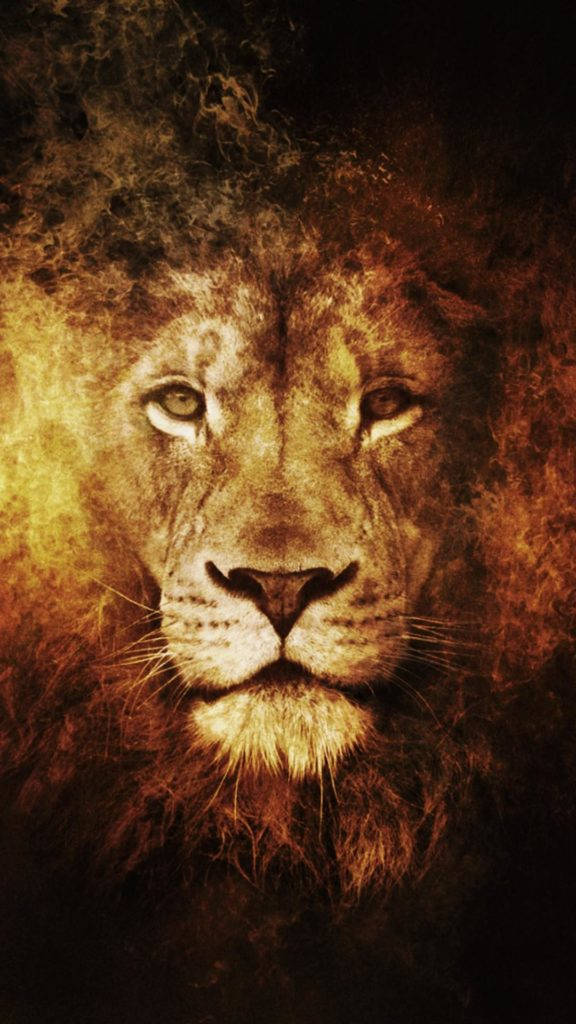 lion head, golden light, smoky dark background, SD Phone Wallpaper