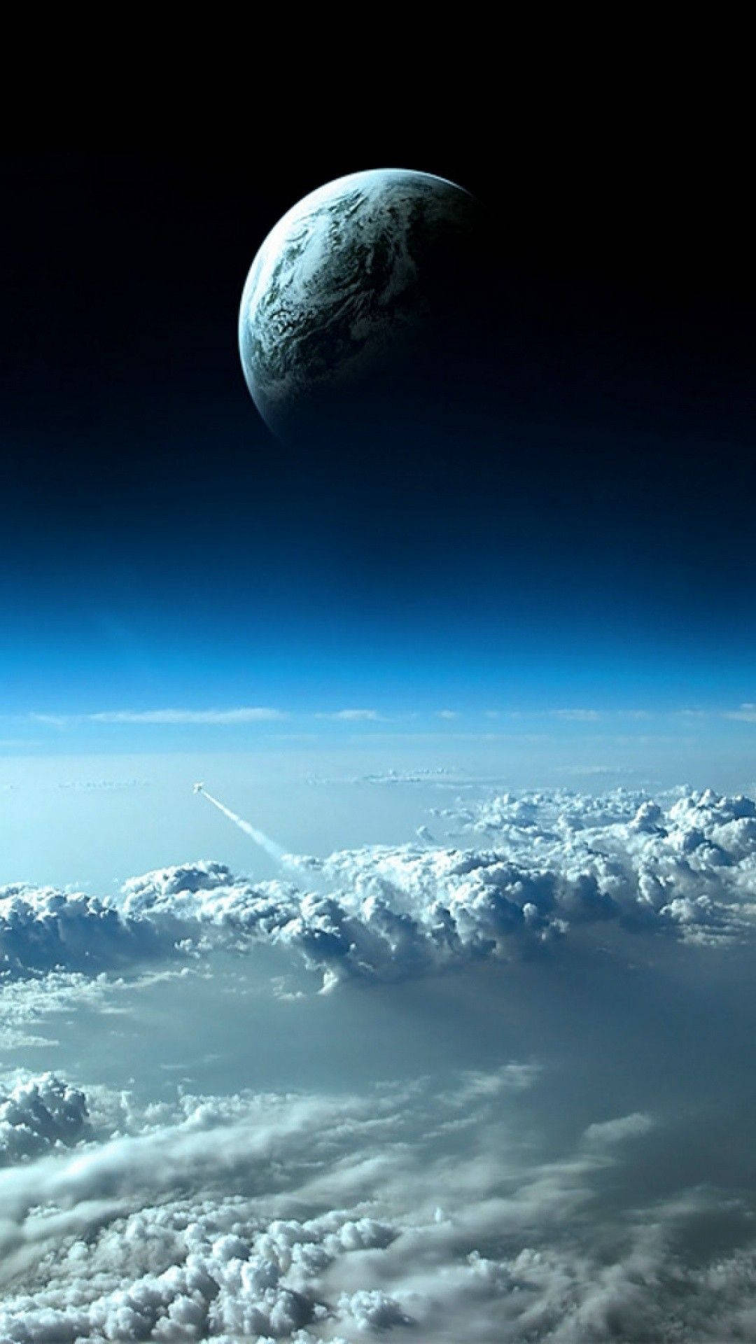 iPhone 6, clouds, blue and white planet, Full HD Phone Wallpaper