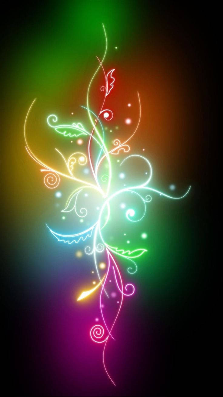 iPhone 6s Live, neon floral swirls, dark gradient background, HD Phone Wallpaper