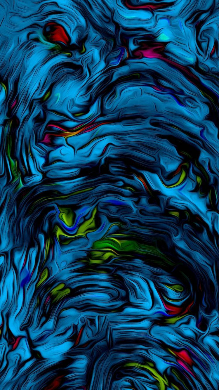 iPhone 6s Live, abstract painting, deep blues, HD Phone Wallpaper