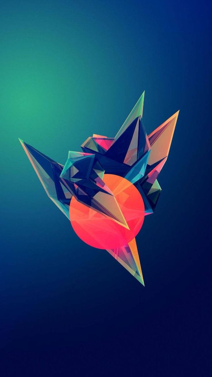 iPhone 6s Live, geometric bird-like shape, glowing red orb center, HD Phone Wallpaper