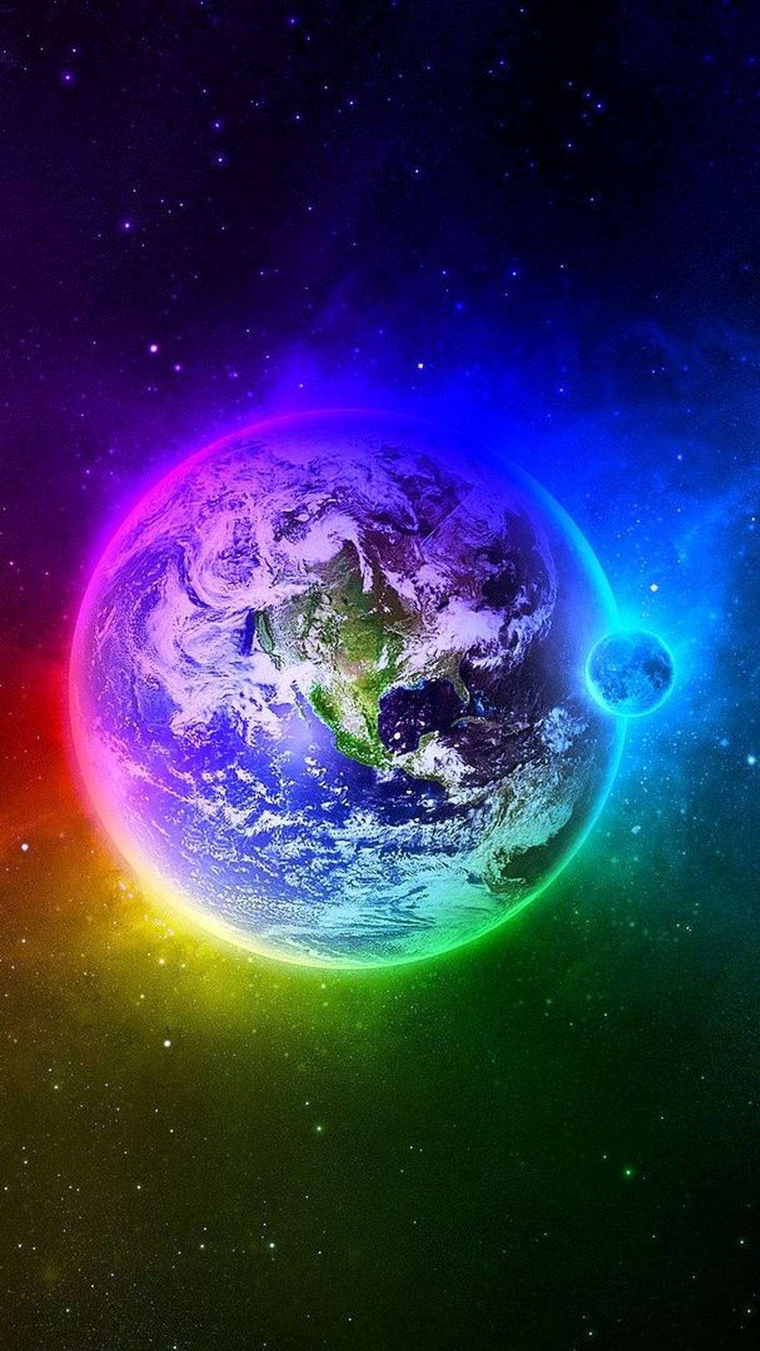 iPhone 6s Live, colorful globe, rainbow-hued Earth, Full HD Phone Wallpaper