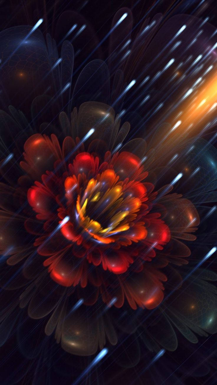 iPhone 6s Live, red fractal flower, dark cosmic backdrop, HD Phone Wallpaper