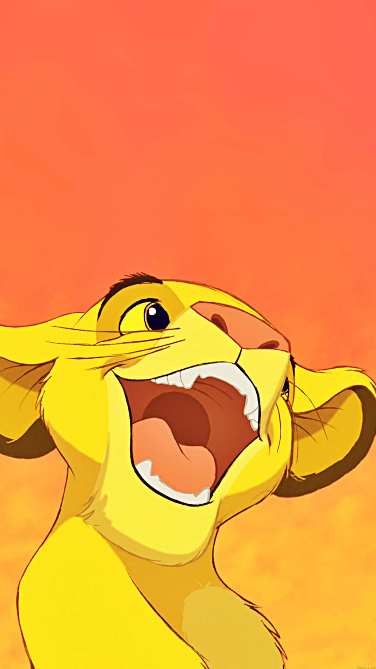iPhone 7 Disney, young lion cub, warm orange gradient sky, Full HD Phone Wallpaper