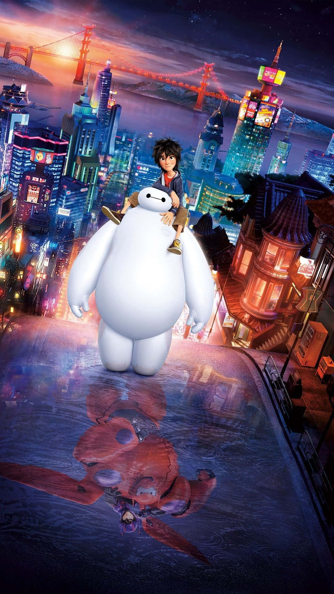 iPhone 7 Disney+, giant white robot, boy, Full HD Phone Wallpaper