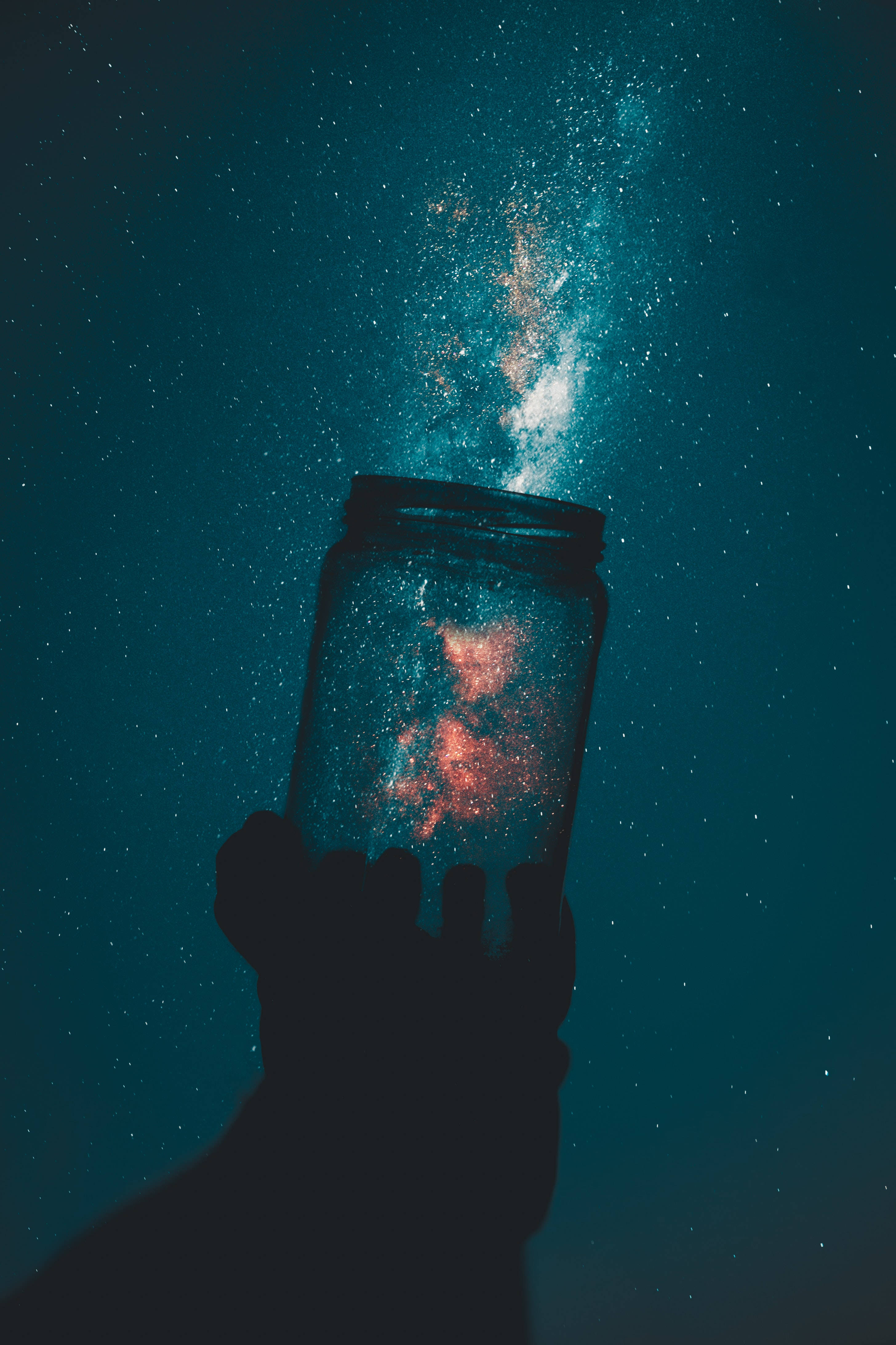 iPhone 7 Plus Space, jar, cosmic dust, 4K Phone Wallpaper