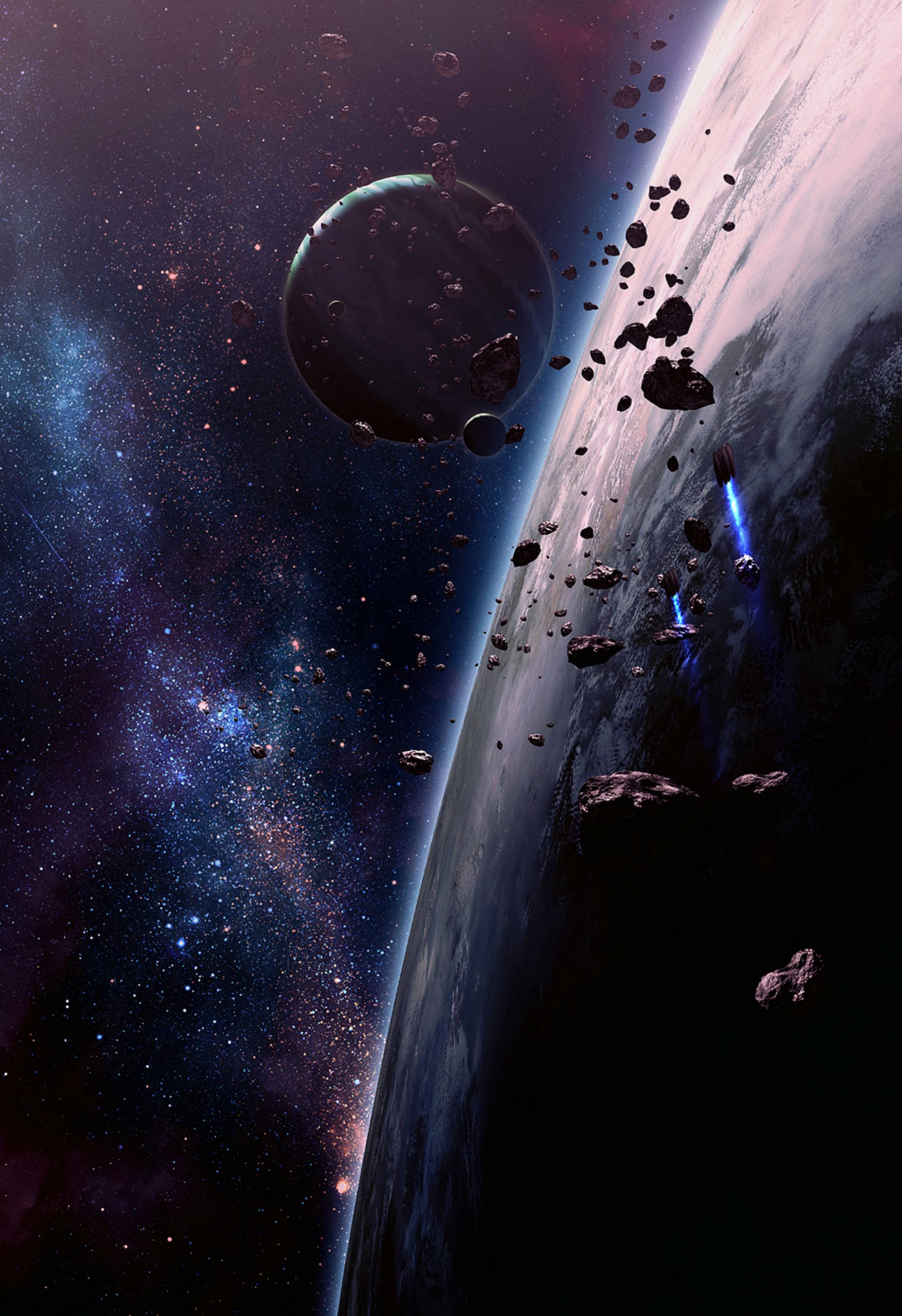 iPhone 7 Plus, Space, meteoroids, 2K Phone Wallpaper