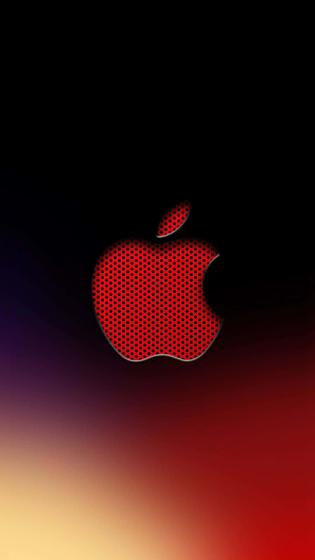 iPhone 7 Plus, red perforated apple logo, dark gradient background, Full HD Phone Wallpaper